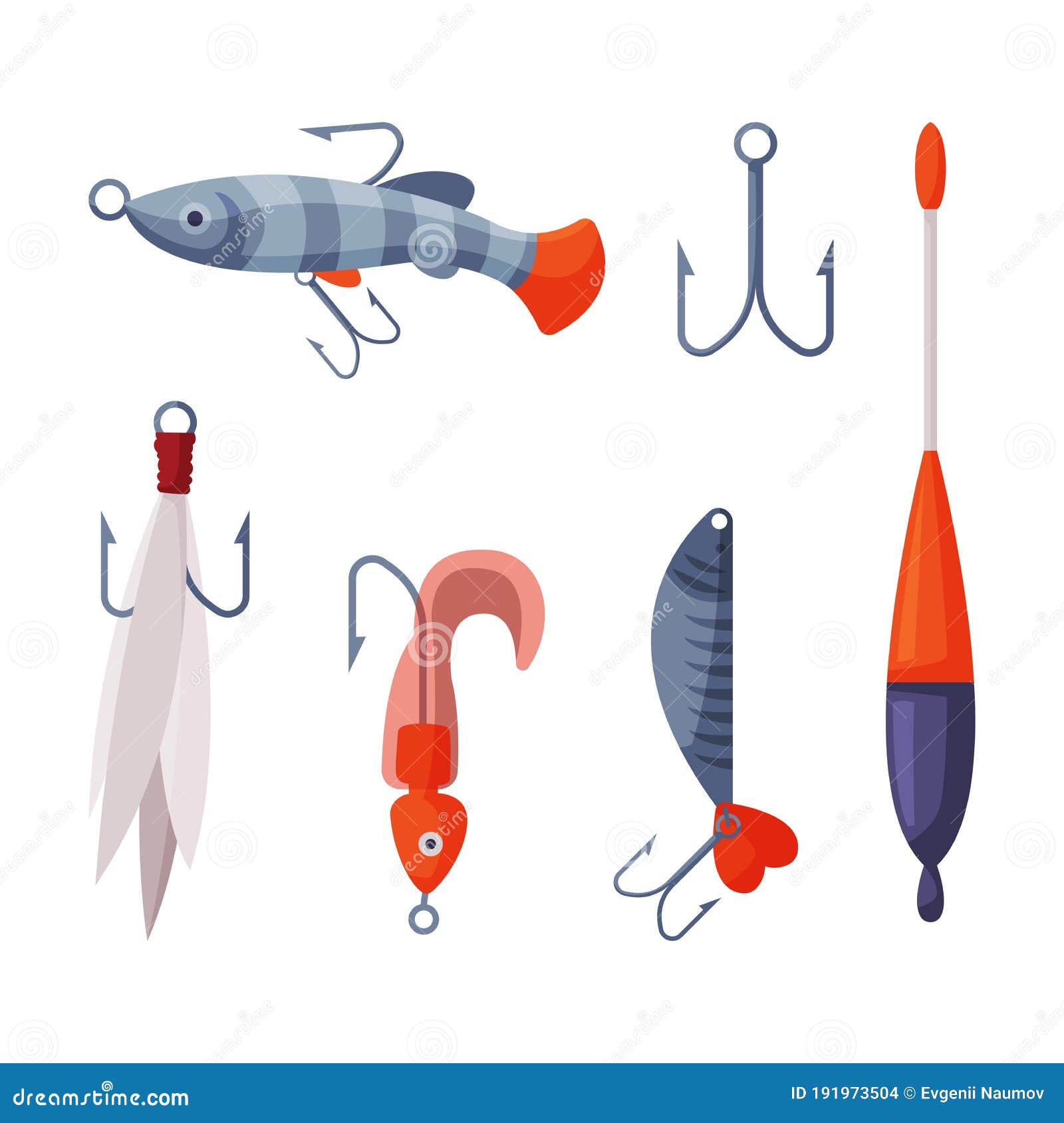 Fishing Lures Set, Artificial Plastic Accessories for Spinning Fishing with  Crankbait Lures Cartoon Vector Illustration Stock Vector - Illustration of  equipment, freshwater: 191973504