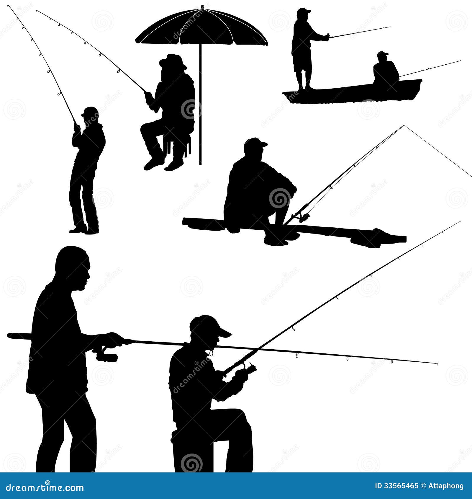 Fishing Man Silhouette Vector Stock Vector - Image: 33565465