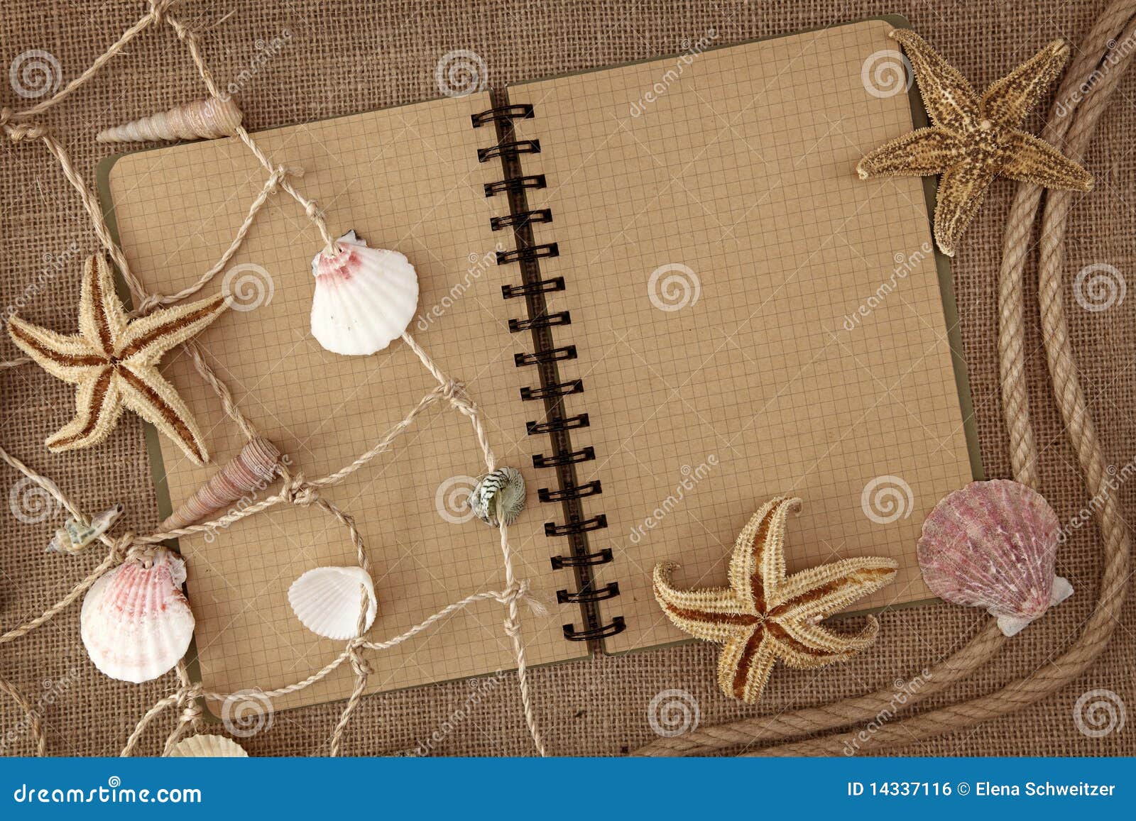 Fishing Net and Exercise Book Stock Photo - Image of note, blank