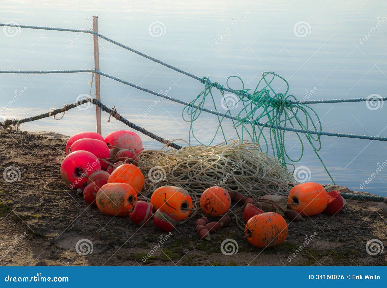 Fishing Net Lines and Markers Stock Photo Image of orange, marine 34160076