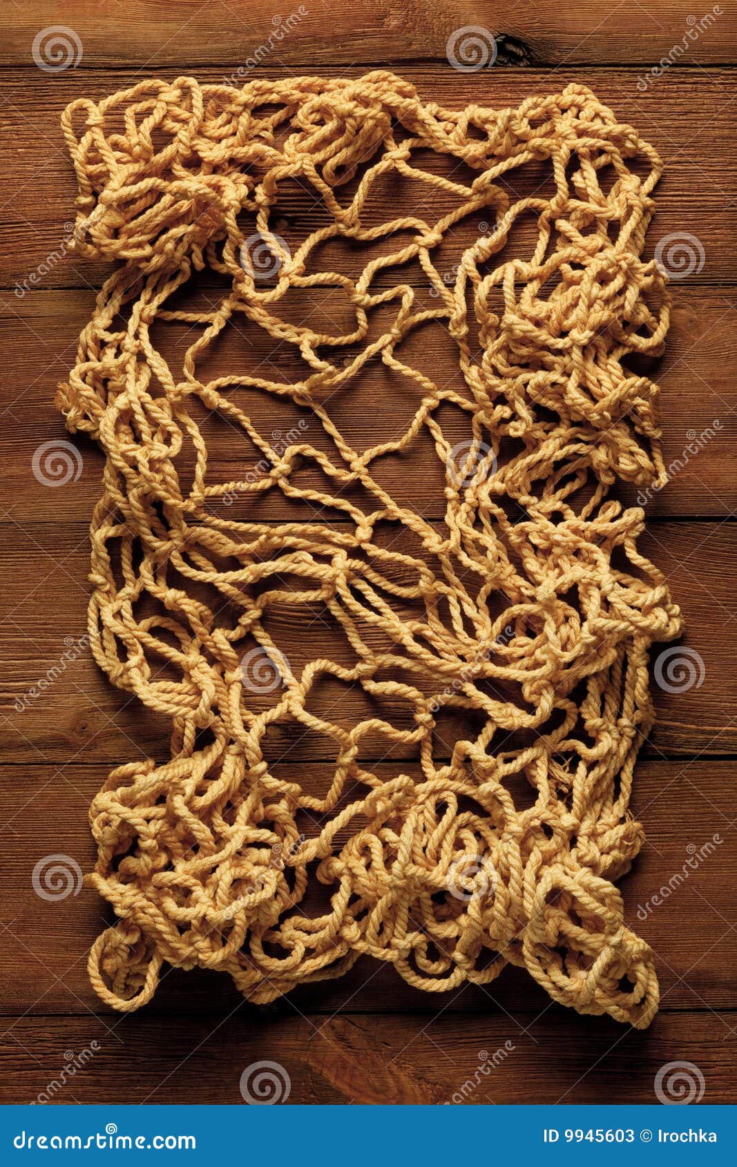 Fishing Net On Old Wood Board Stock Image - Image of close ...