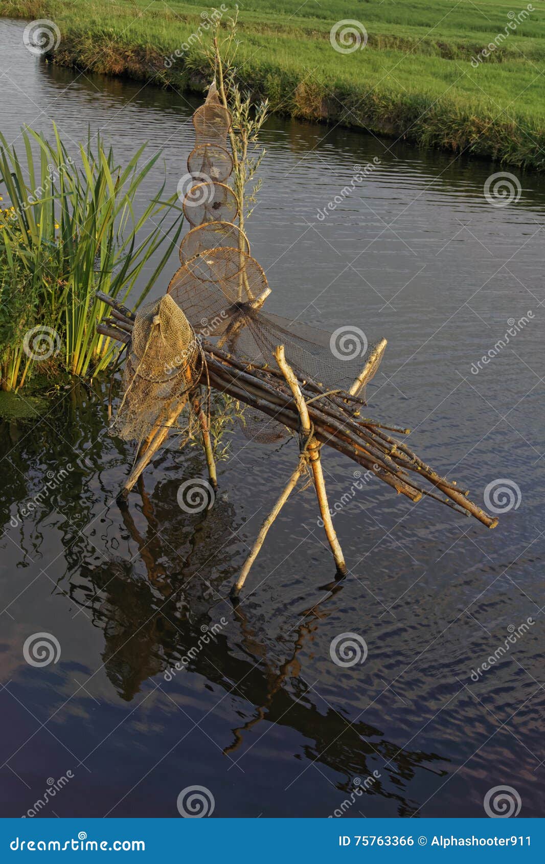Fishing net trap stock photo. Image of fisher, fishing 75763366