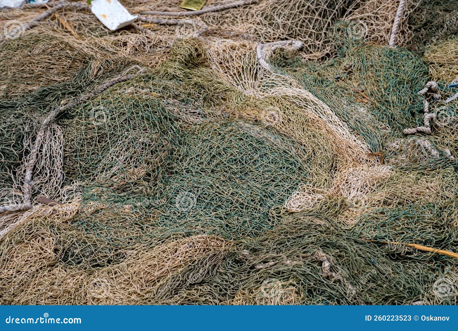 Fishing Nets on the Ground. Big Green Fishing Net Stock Image Image
