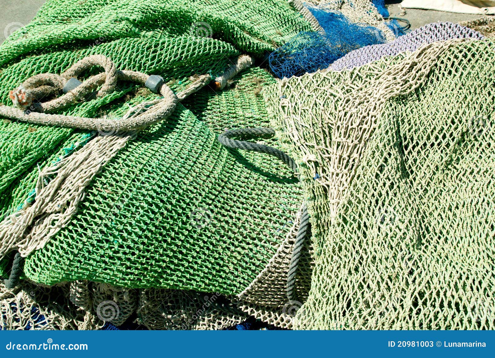 Fishing nets and tackle stock image. Image of boat, closeup 20981003