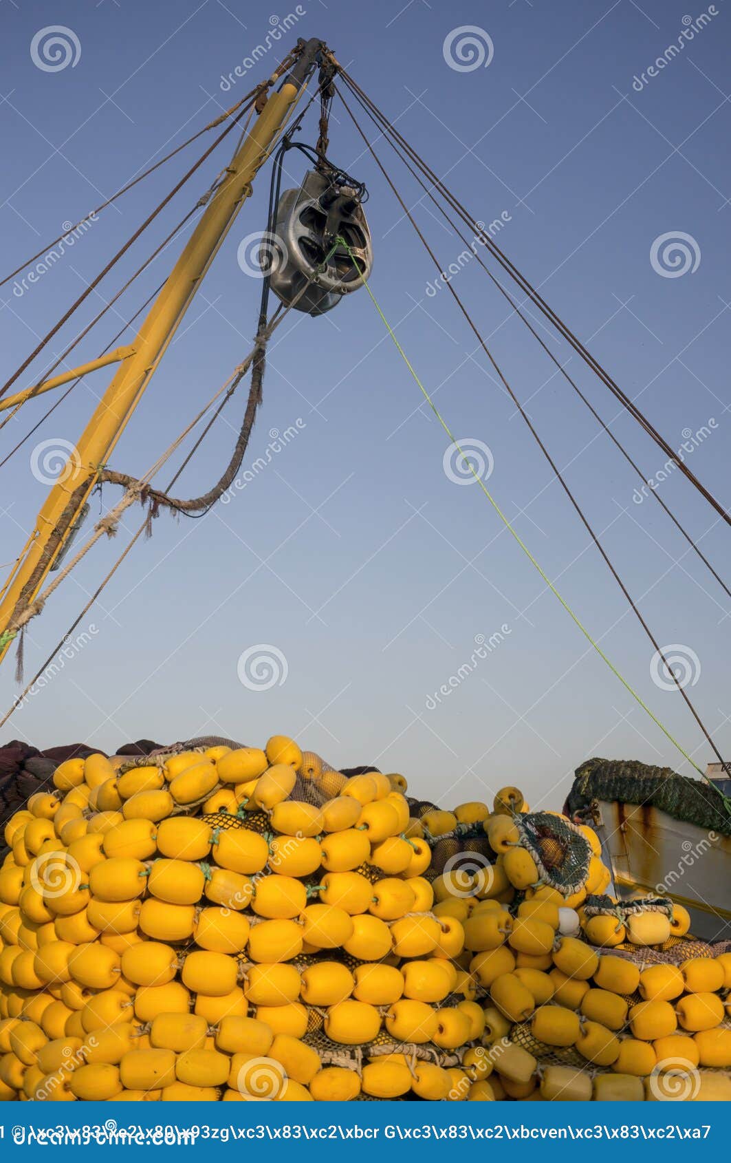 Fishing Nets with Yellow Plastic Floats Stock Image Image of fish