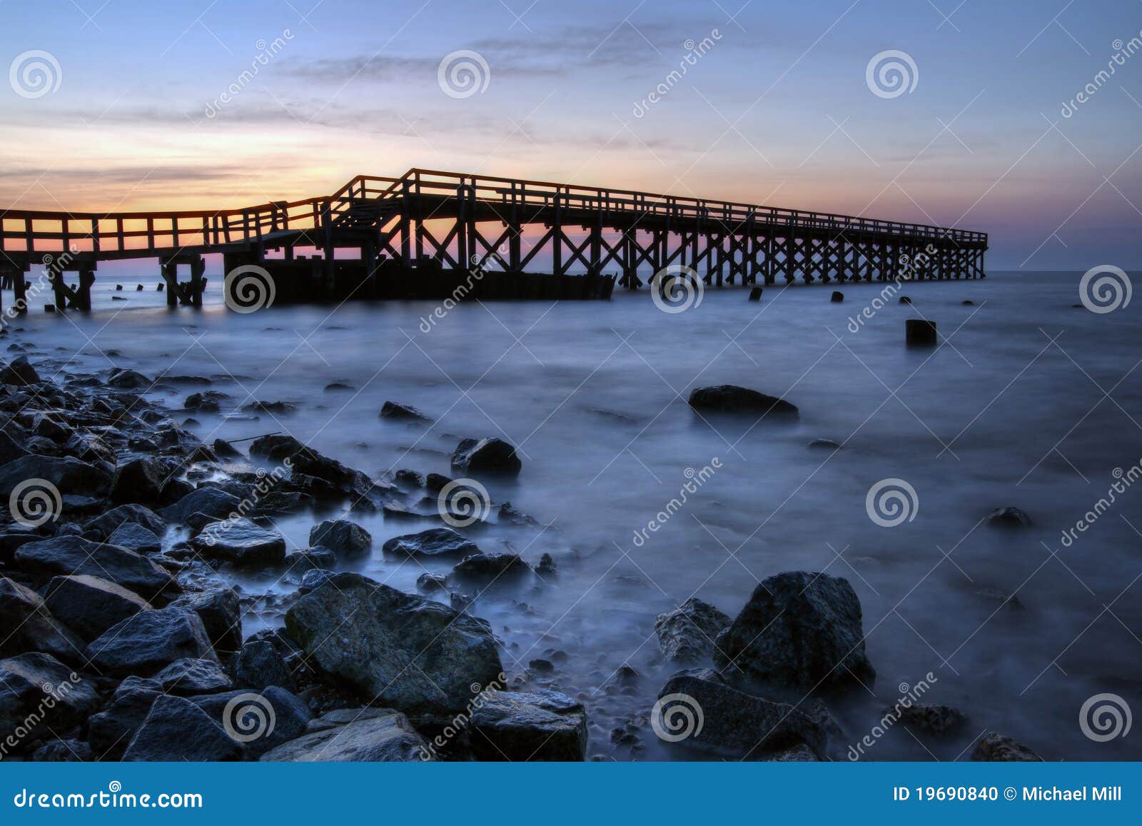 Fishing Pier Sunrise stock photo. Image of nature, ocean 19690840