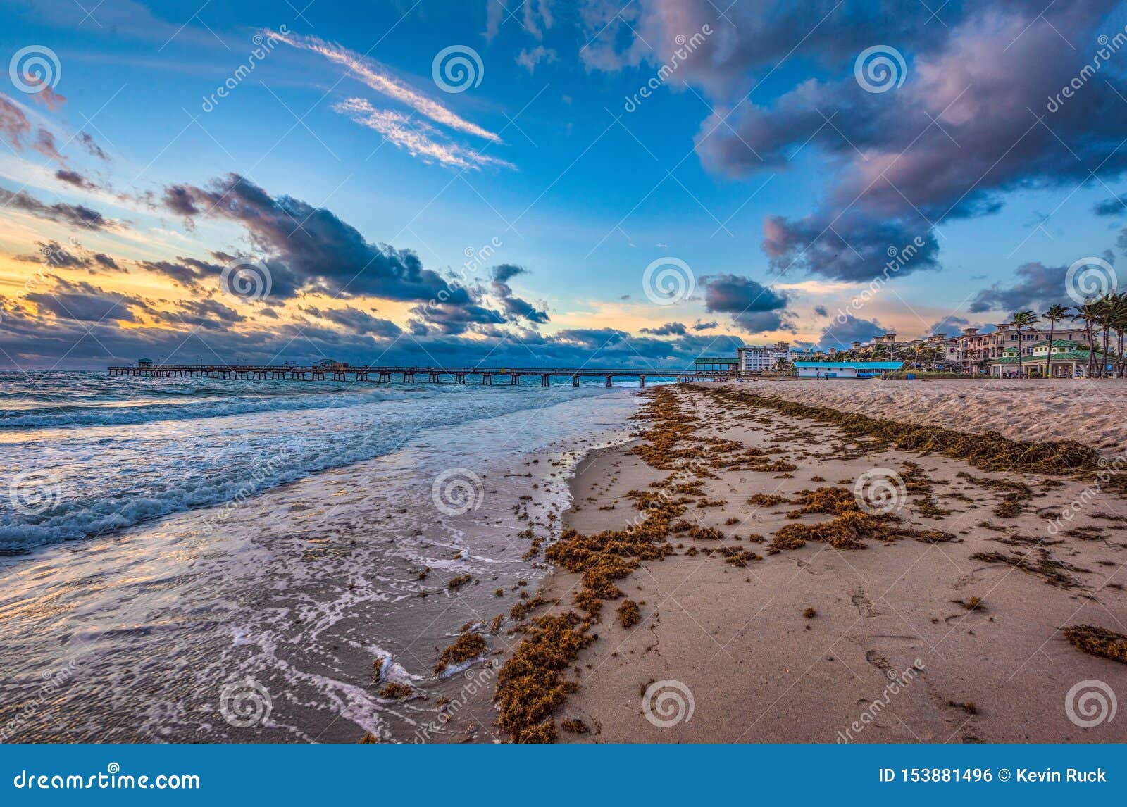 Fishing Pier Sunrise in Fort Lauderdale, Florida, USA Stock Photo