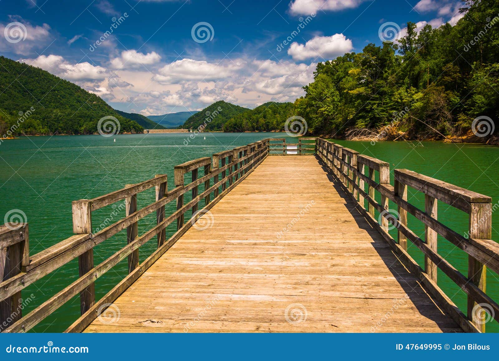 fishing pier at watauga lake, in cherokee national forest, tennessee.