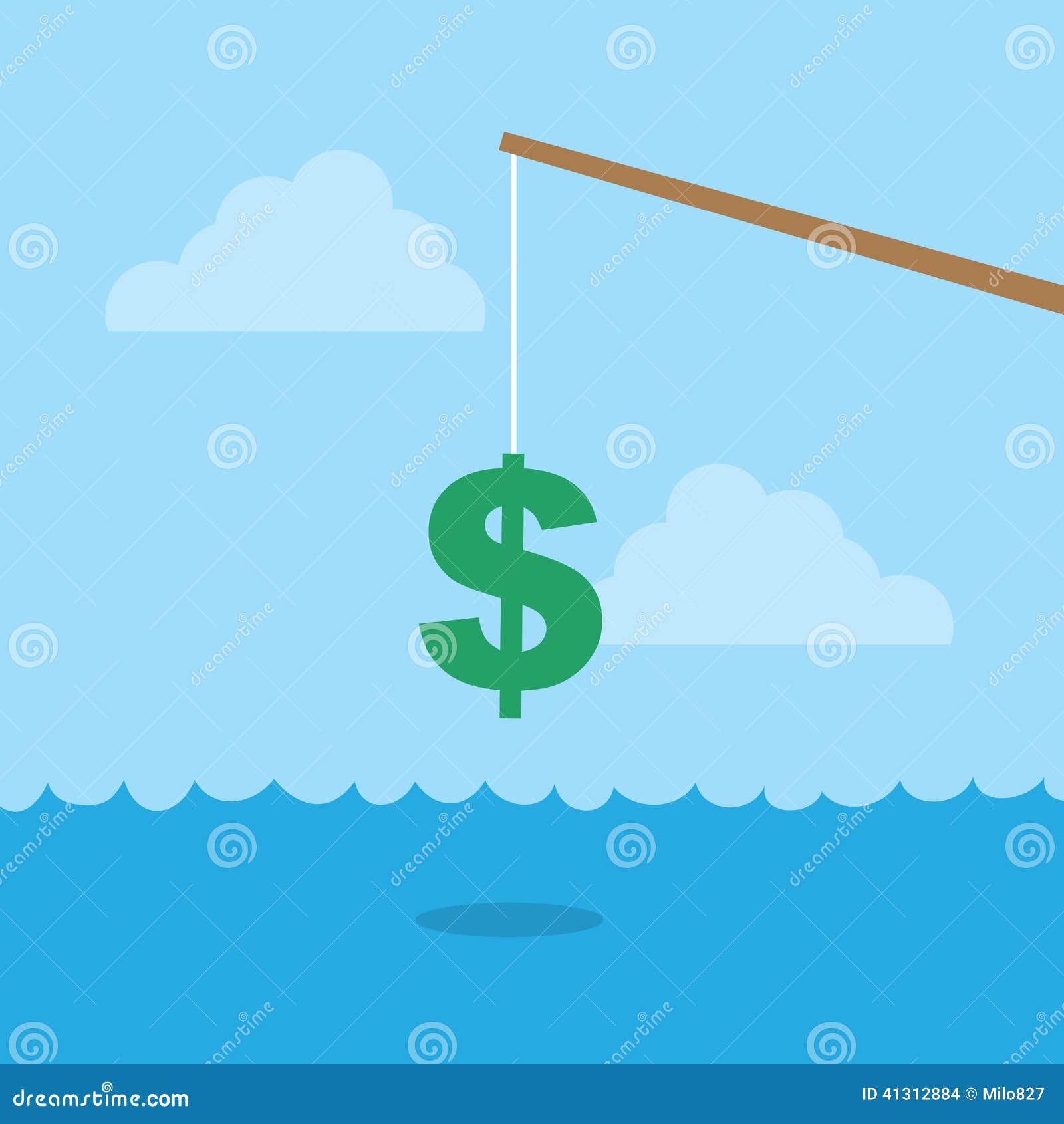 Fishing Pole Dollar Sign stock vector. Illustration of greed