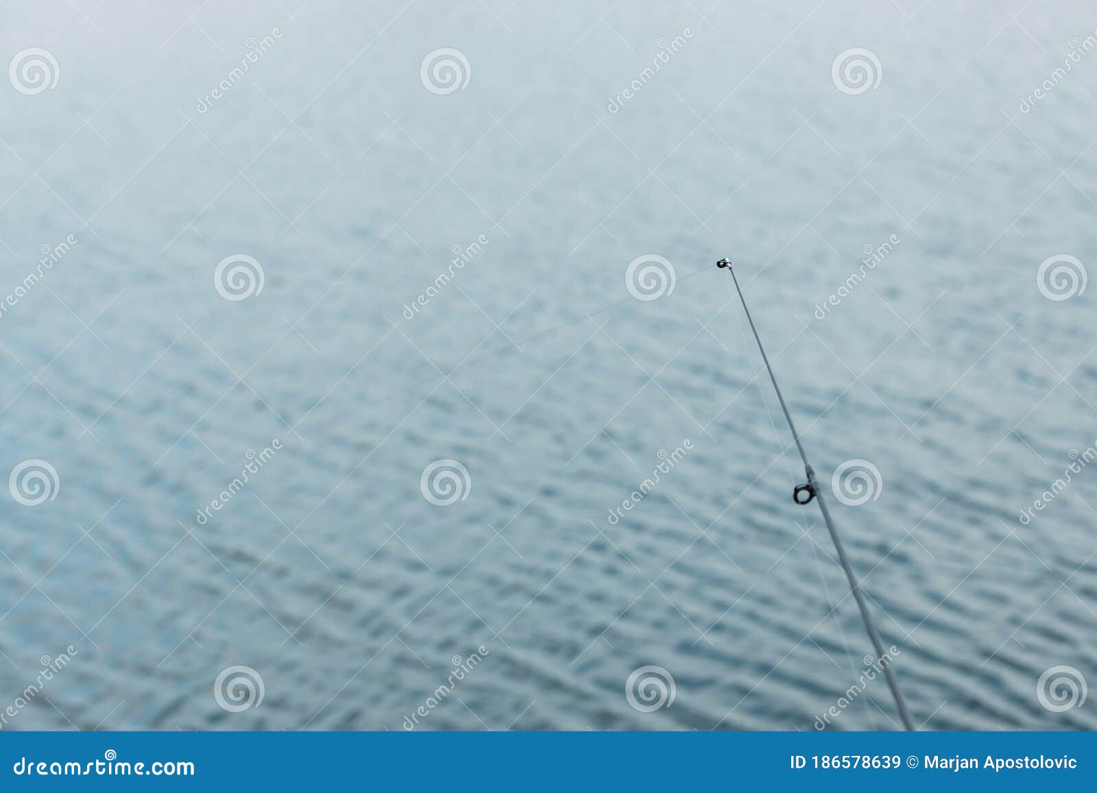 Fishing Pole and the String by the Water Stock Image - Image of