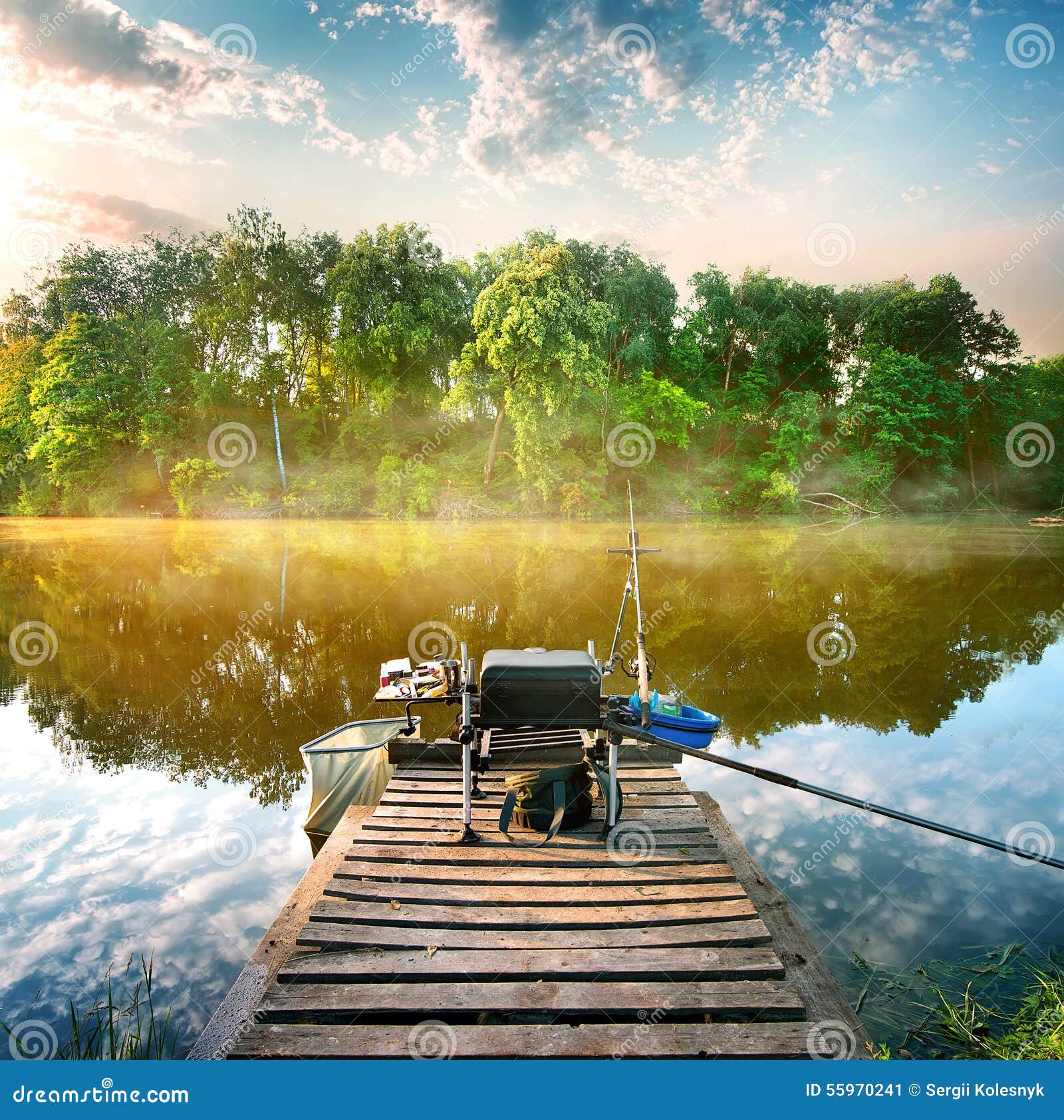 Fishing on pond stock image. Image of hobby, river, bridge 55970241