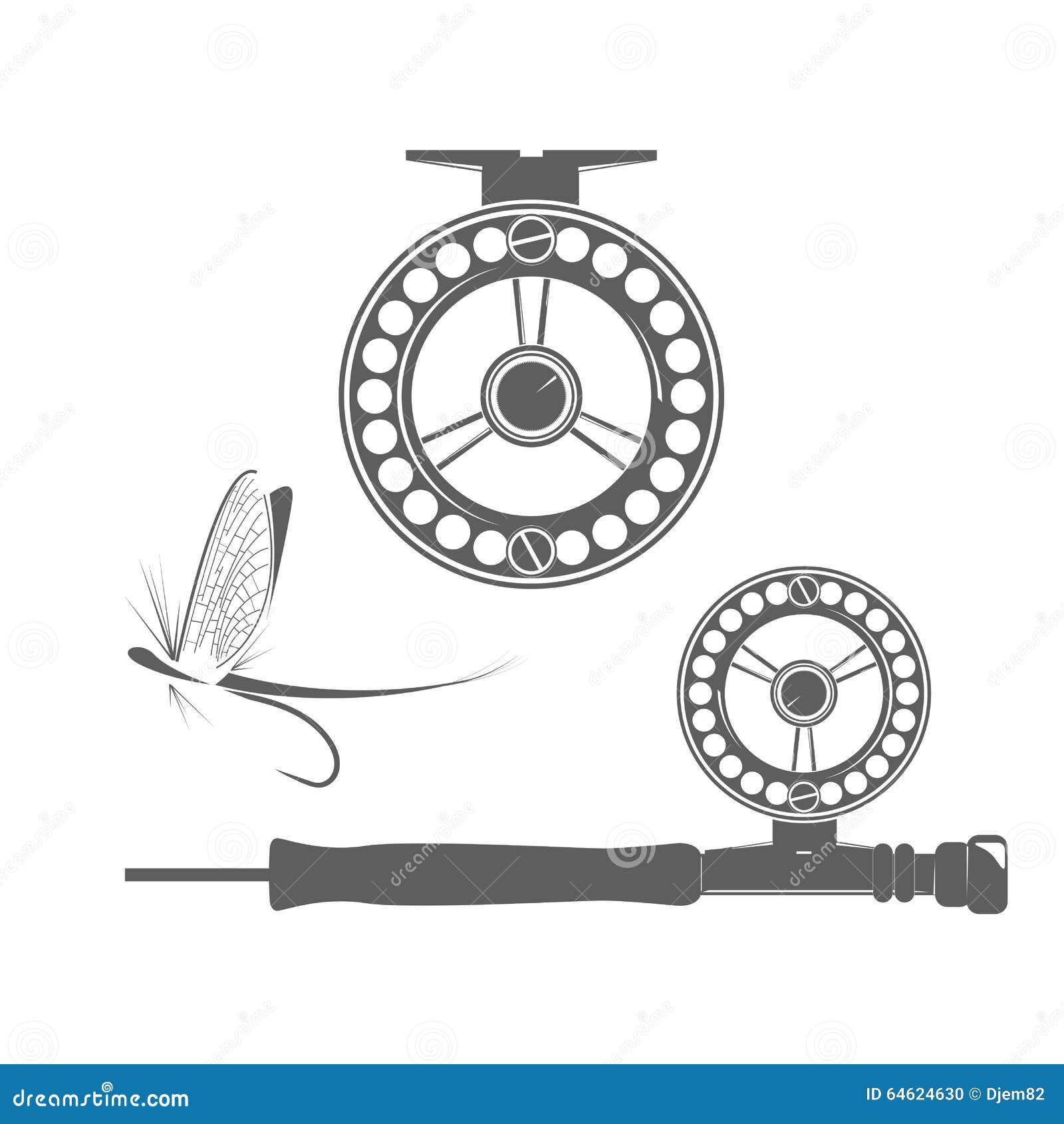 Download Fishing reel icons stock vector. Illustration of icons - 64624630