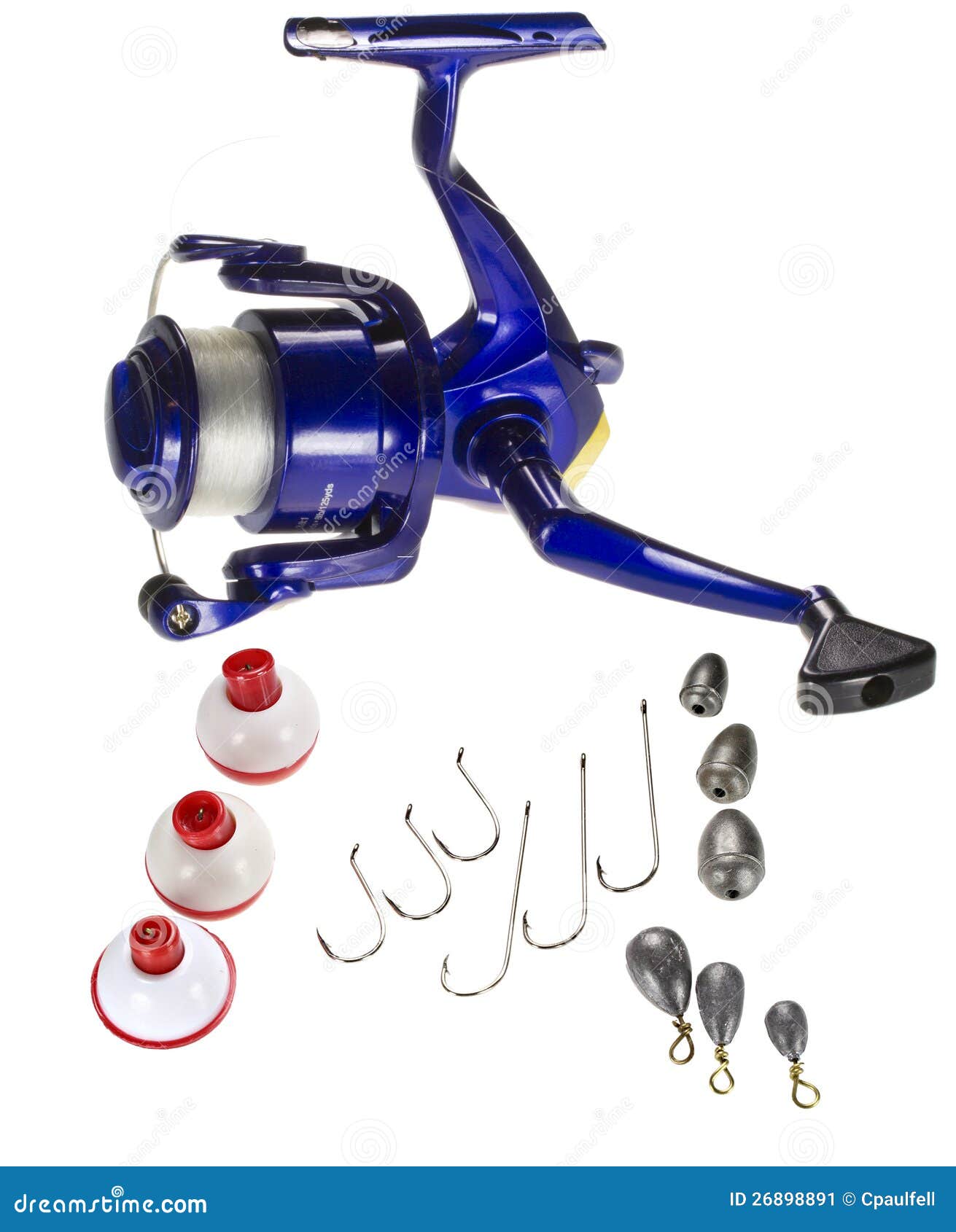 Fishing reel and tackle stock image. Image of line, anchor 26898891