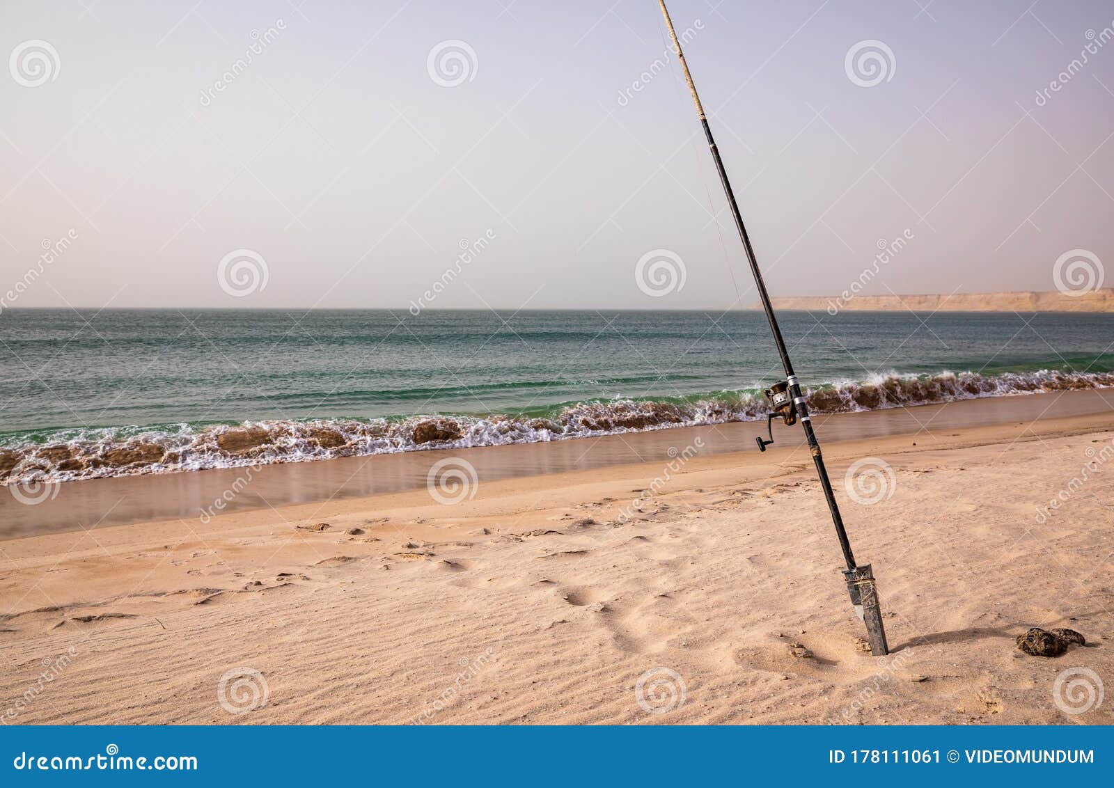 Fishing rod on a beach stock image. Image of nature 178111061