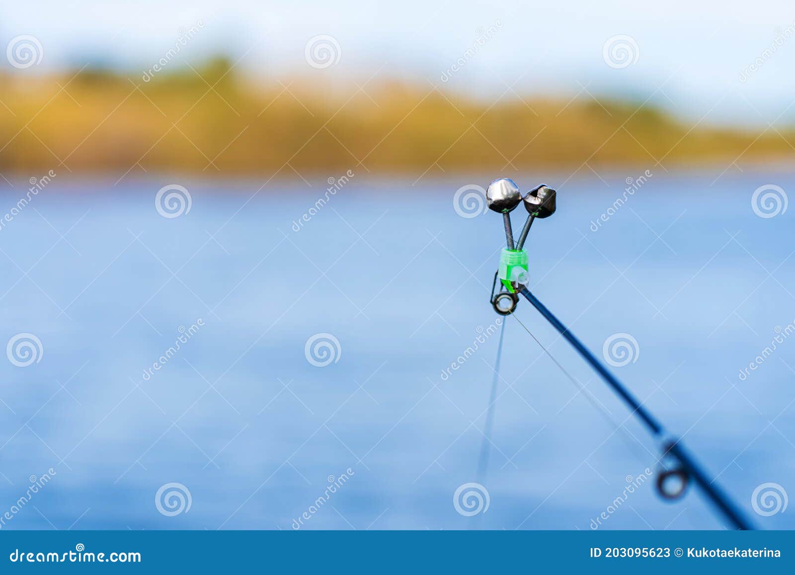 Fishing Rod with a Bell on the Background of the River. Fishing Hobby Stock  Image - Image of hook, closeup: 203095623