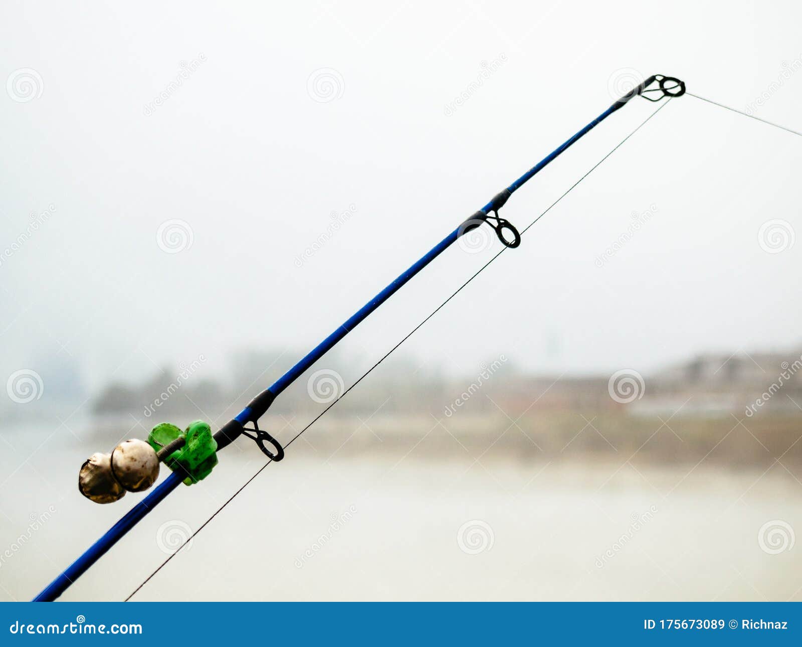 Fishing Rod with Bells To Alert about the Bite. Fishing Rod in the