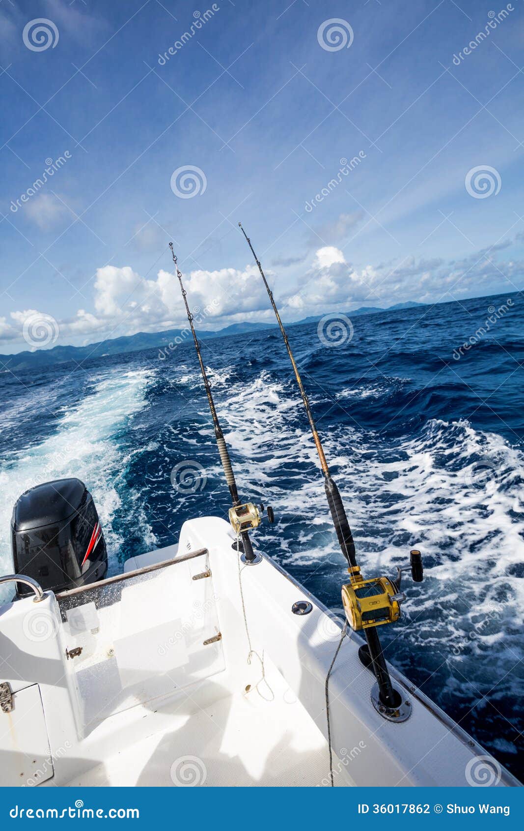 Fishing Rod On Boat At Sea Stock Photography - Image: 36017862