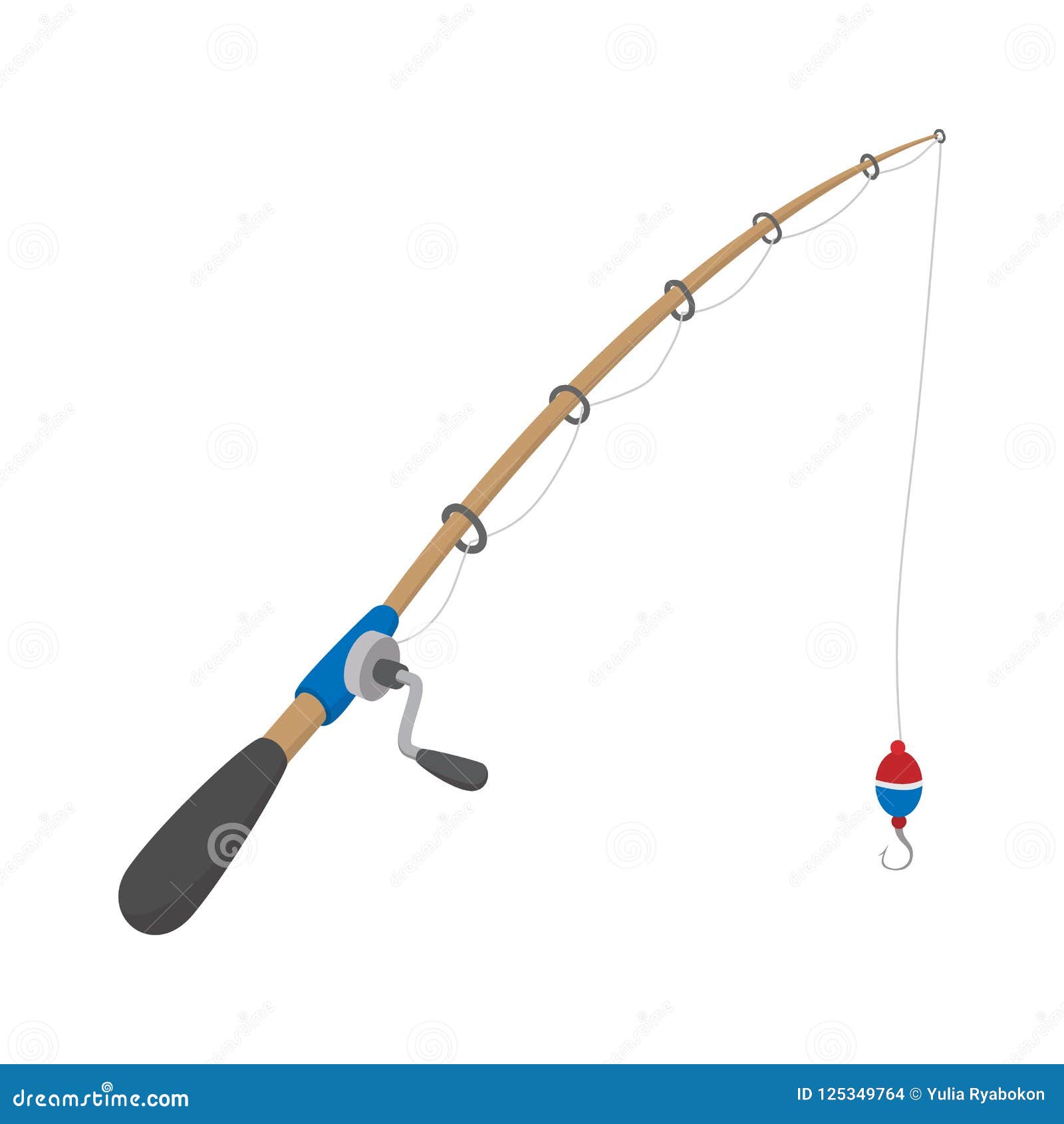 Fishing rod cartoon icon stock illustration. Illustration