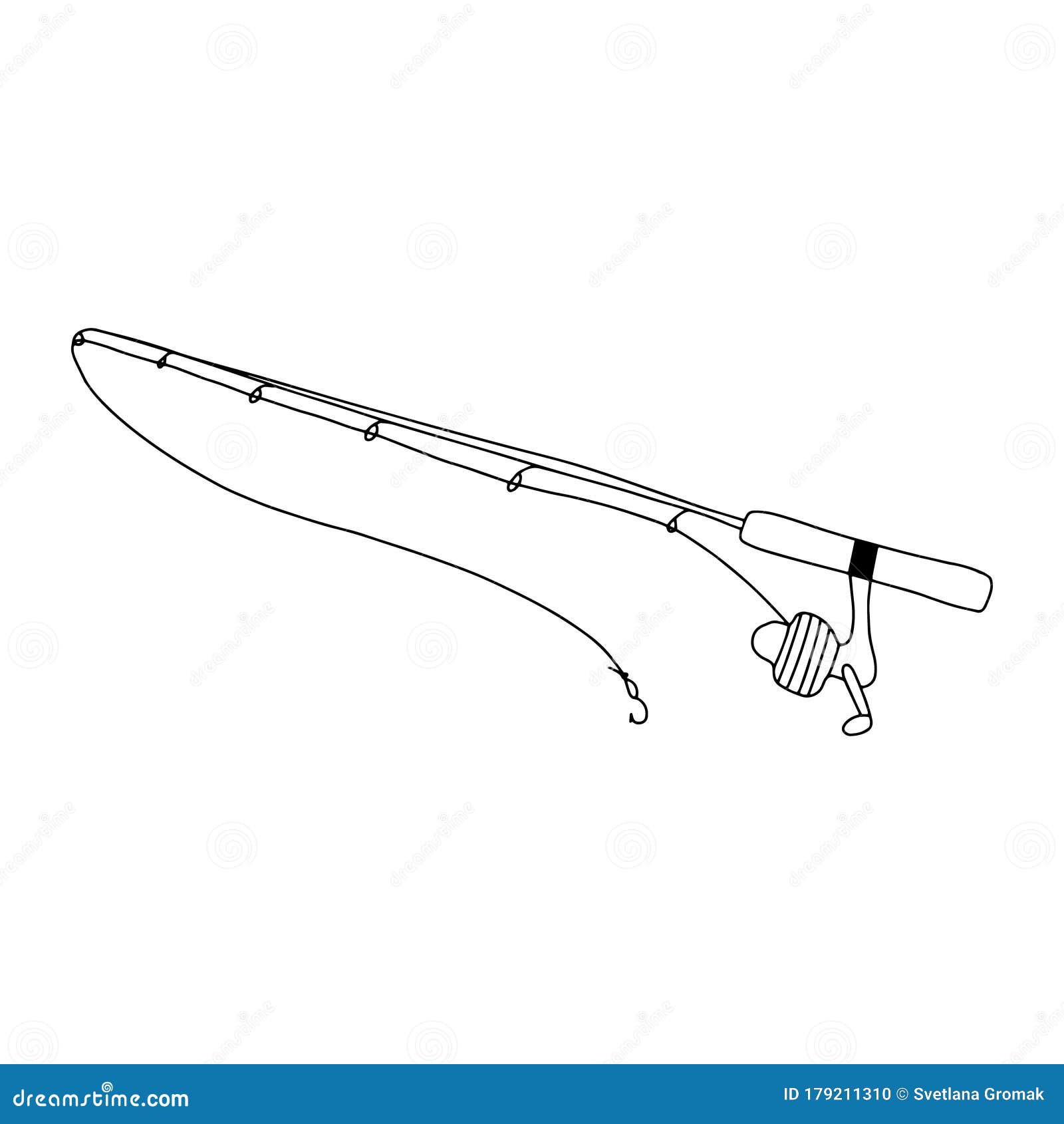 The Fishing Rod is Drawn in the Doodle Style.Black and White Image.Outline  Drawing.Hand-drawn Drawing.Hobbies and Recreation Stock Vector -  Illustration of equipment, drawinghanddrawn: 179211310