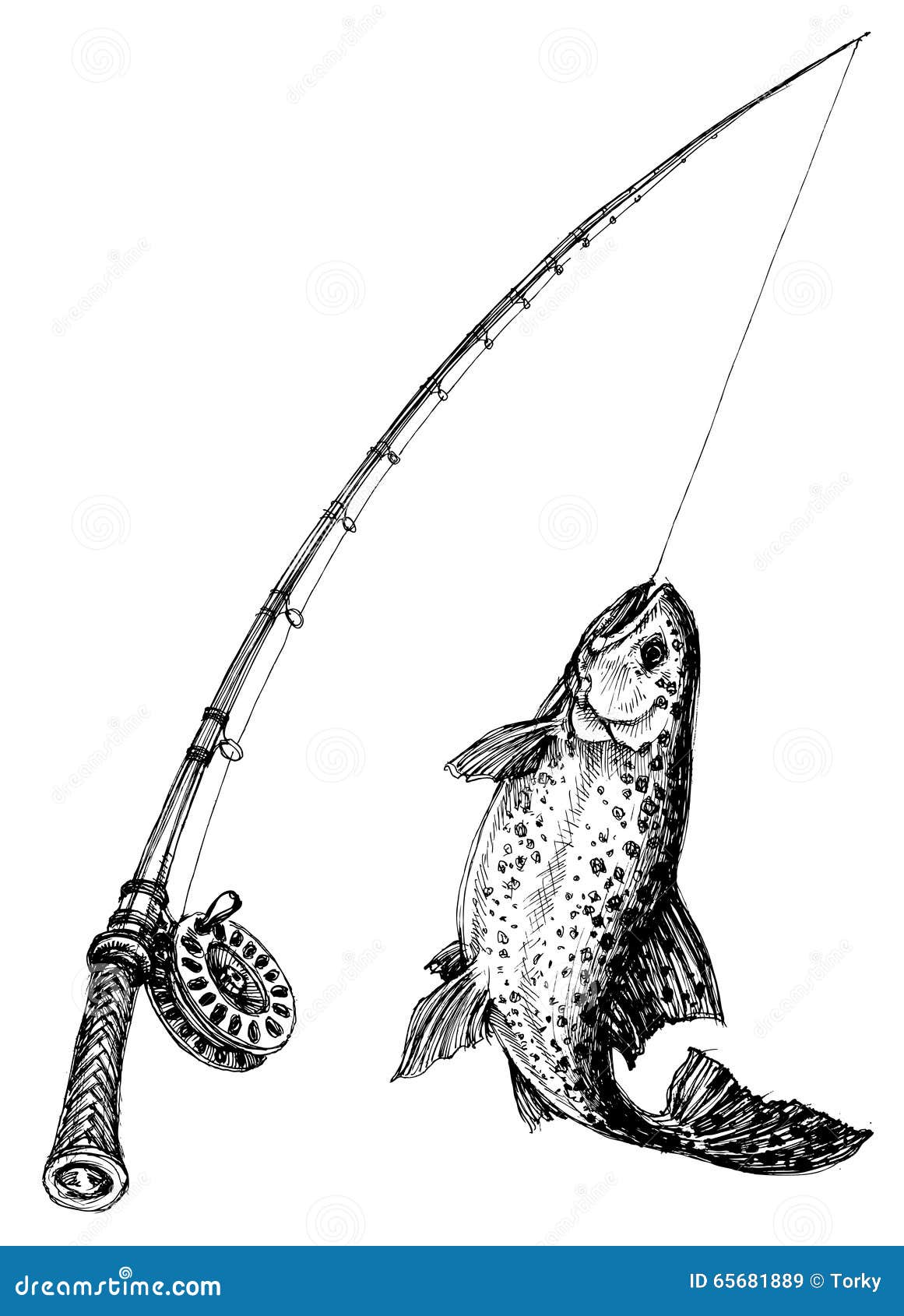 Fishing rod stock vector. Illustration of relaxing, sketched