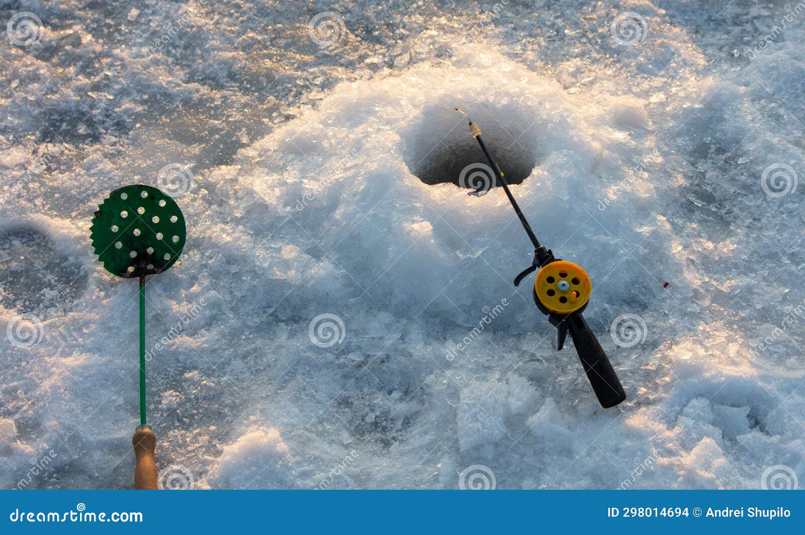 Fishing Rod on Ice in Winter. Ice Fishing Stock Photo Image of winter