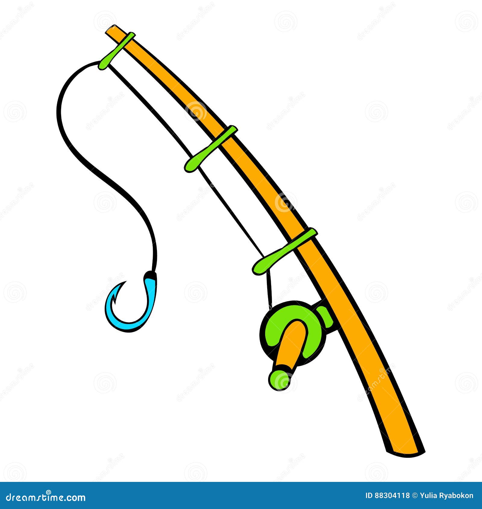 Fishing Rod Icon, Icon Cartoon Stock Vector - Illustration of bait, bobbin:  88304118