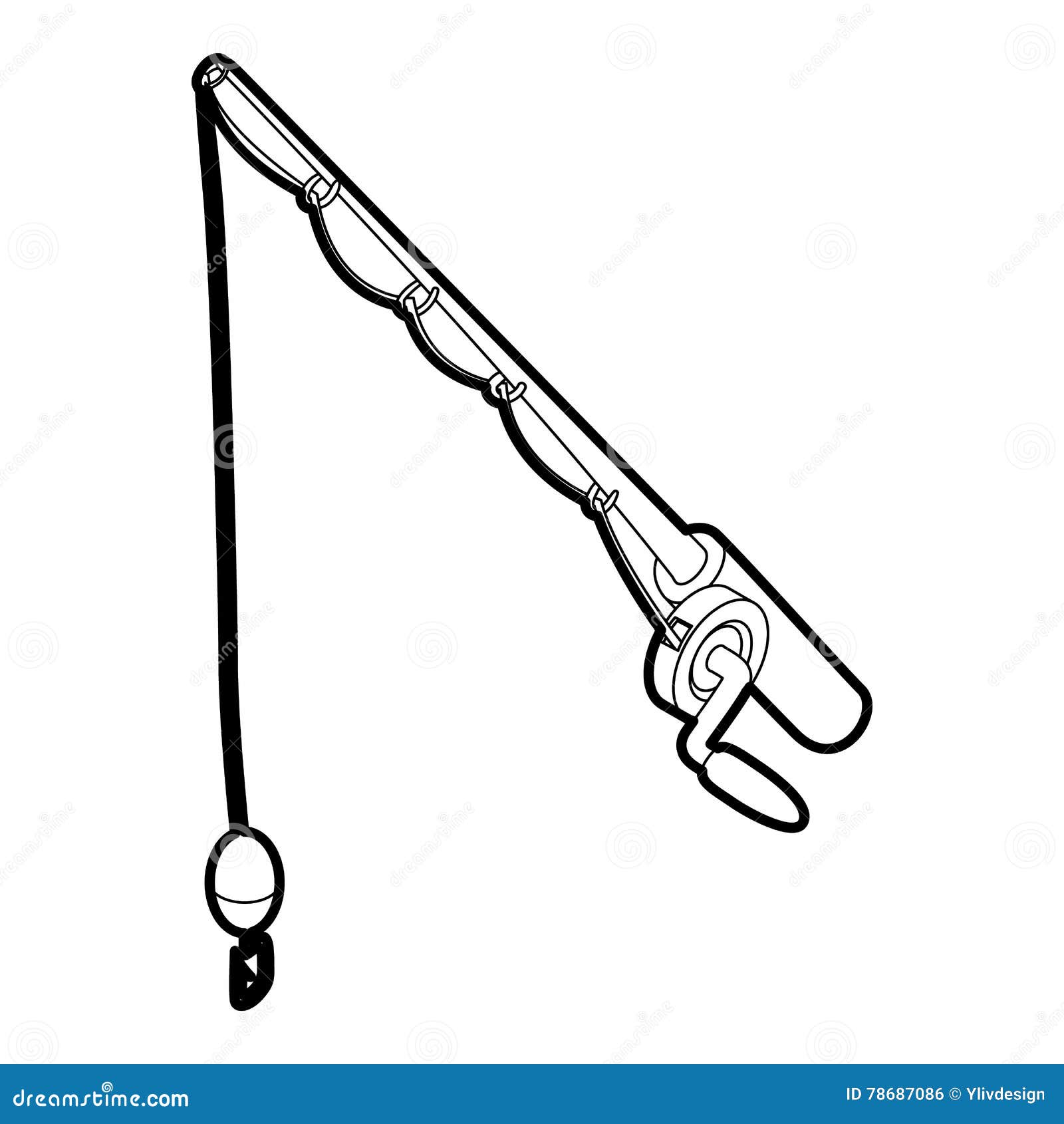 Fishing Rod Icon, Outline Style Stock Vector - Illustration of