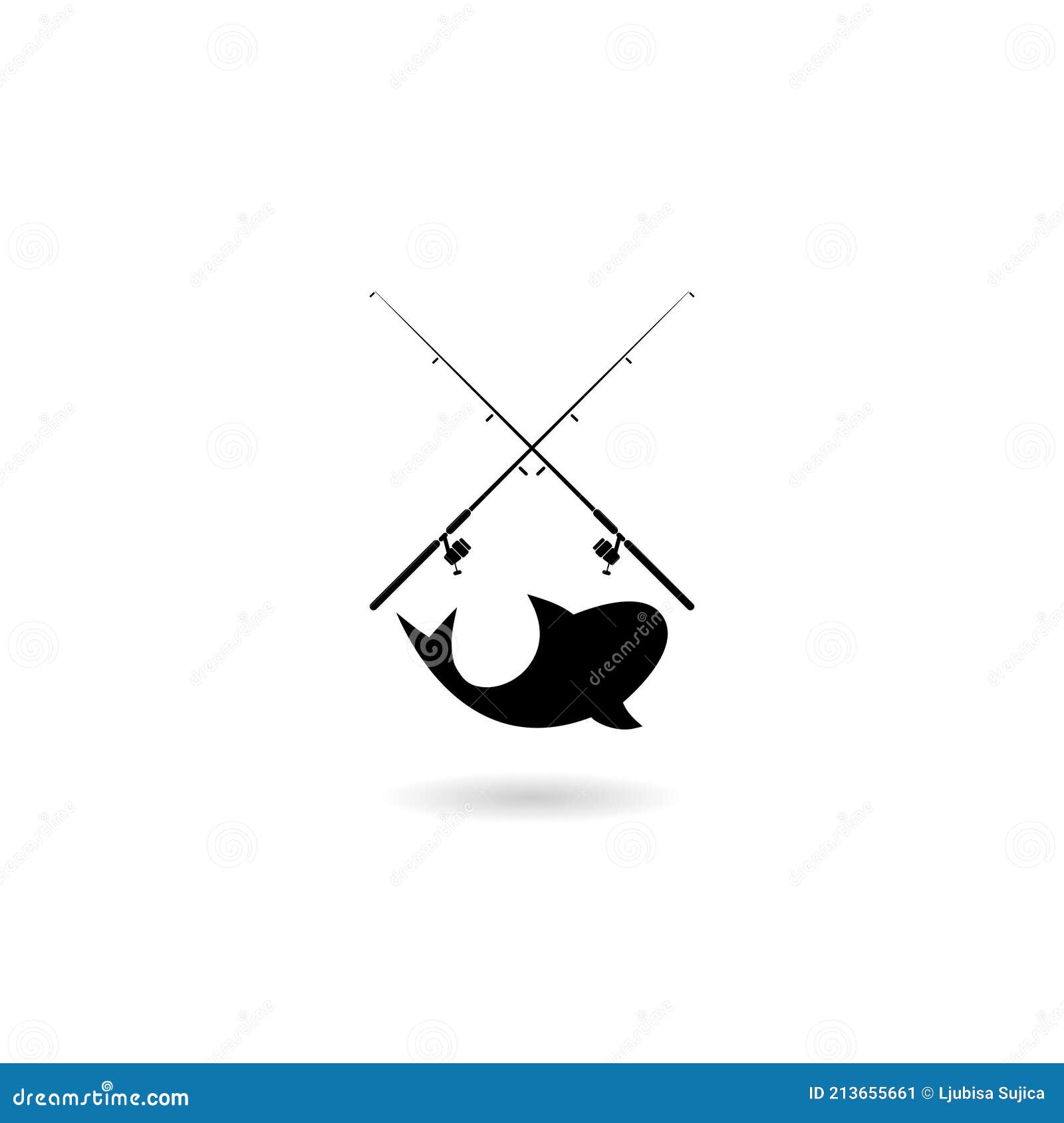 Fishing Rod Icon with Shadow Stock Vector - Illustration of floater,  equipment: 213655661