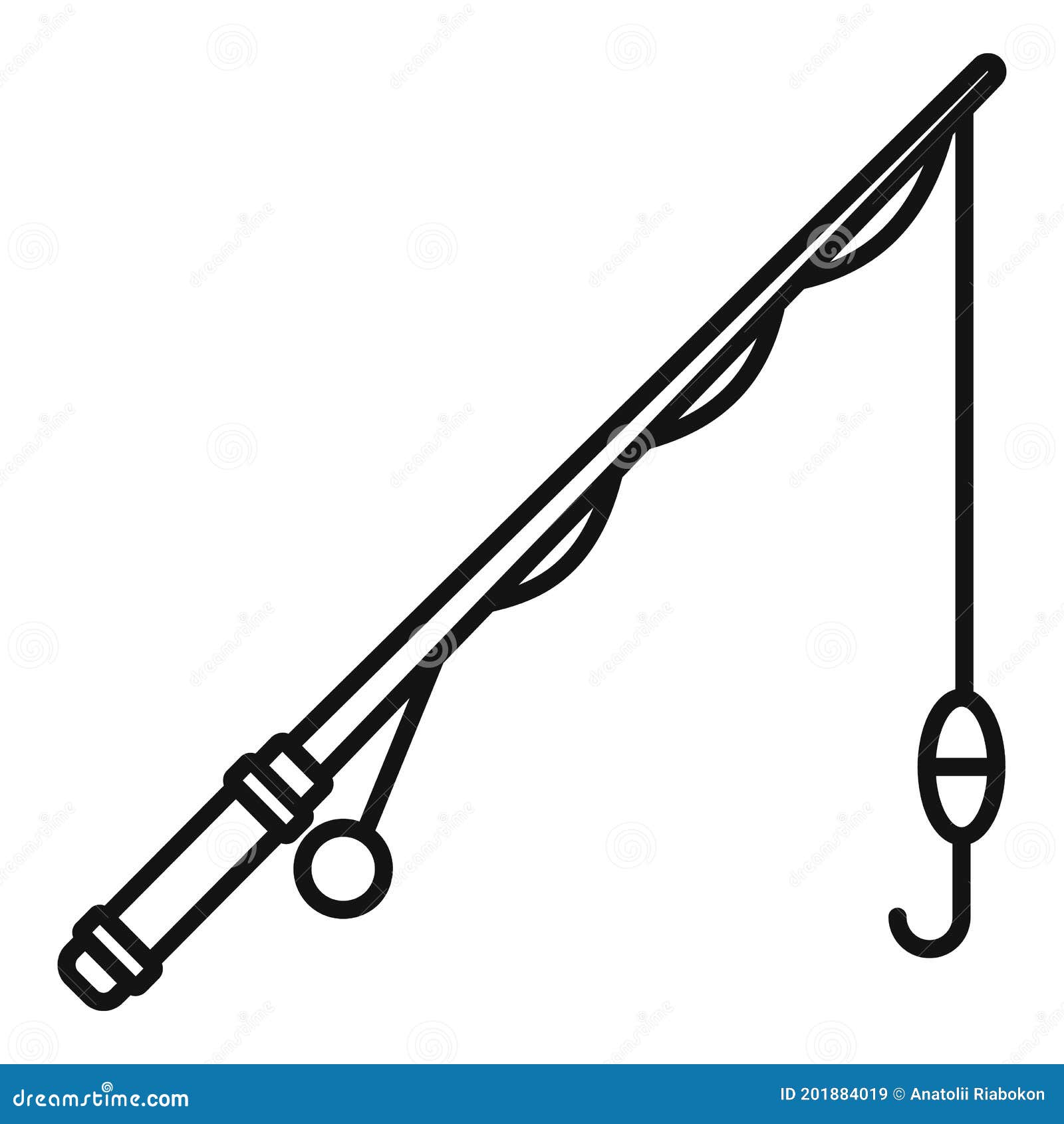 Fishing Rod Pole Icon, Outline Style Stock Vector - Illustration