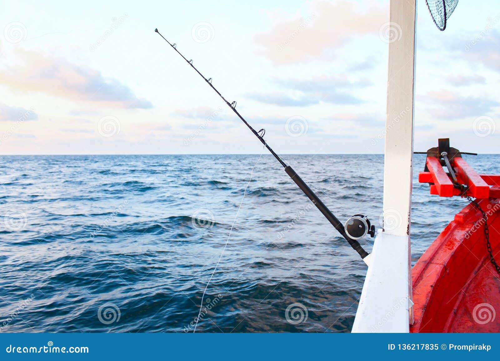 Fishing Rod are Prepared To Offshore Fishing on the Boat in Ocean