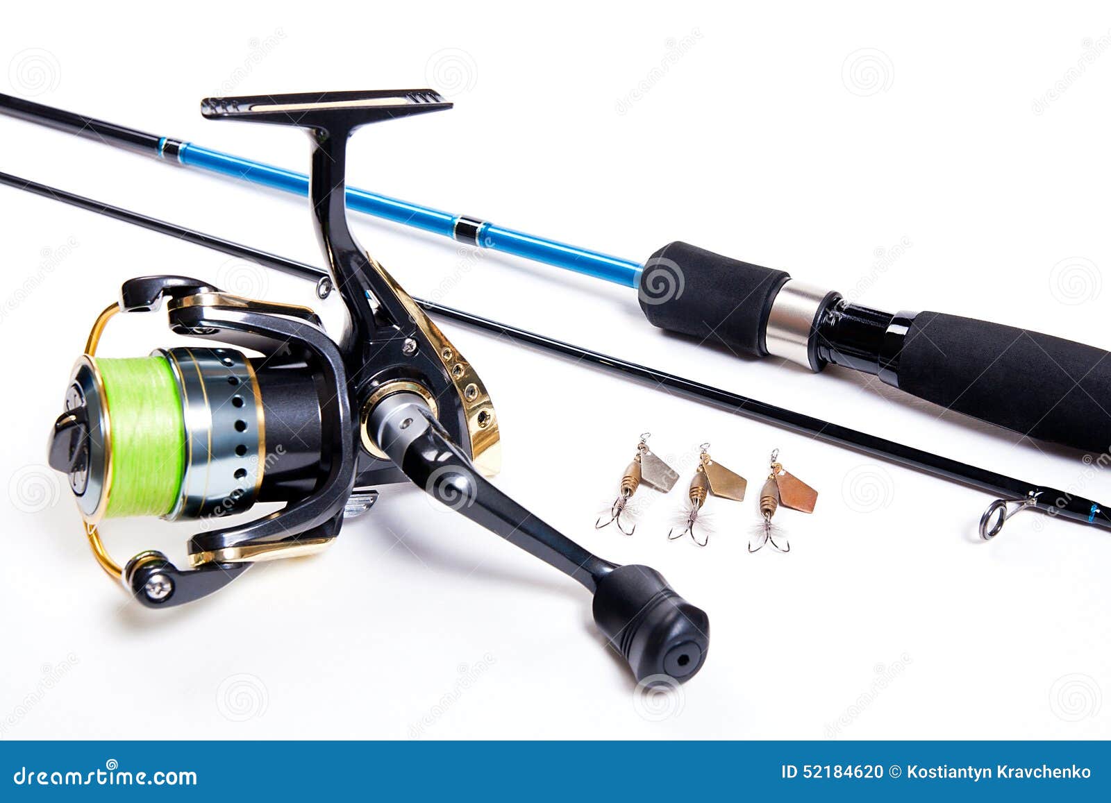 Fishing Rod and Reel Isolated on White. Stock Photo Image of river