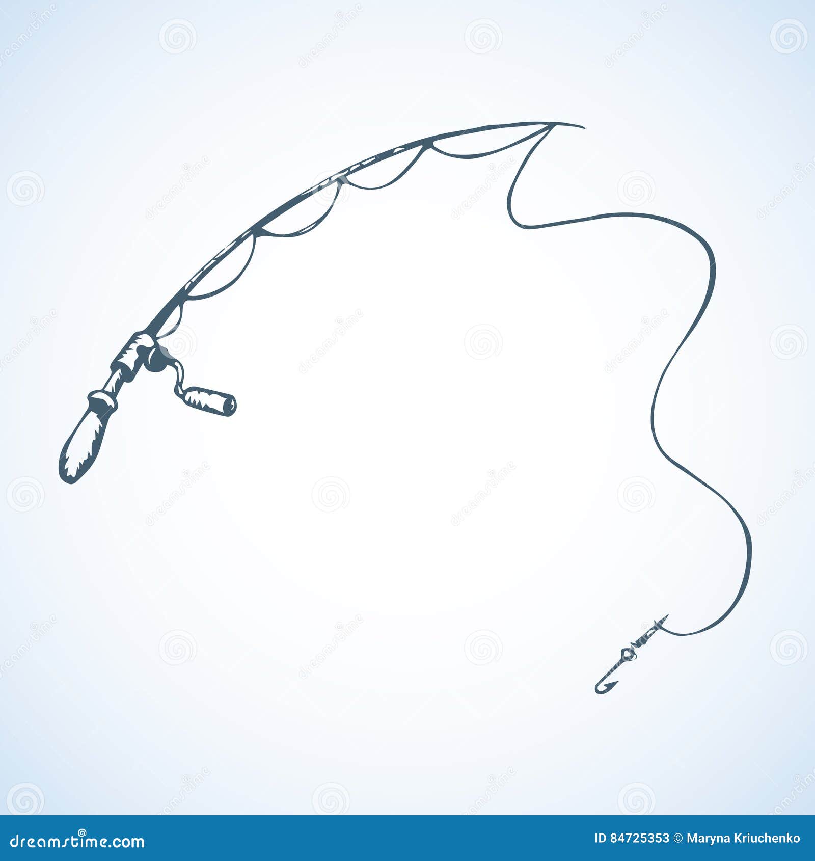 Fishing Rod. Vector Drawing Stock Vector - Illustration of ocean