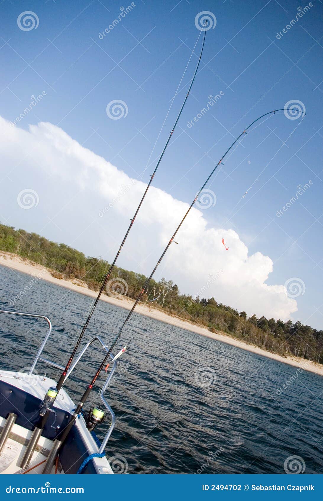 Fishing rods on boat stock photo. Image of stood, sport 2494702