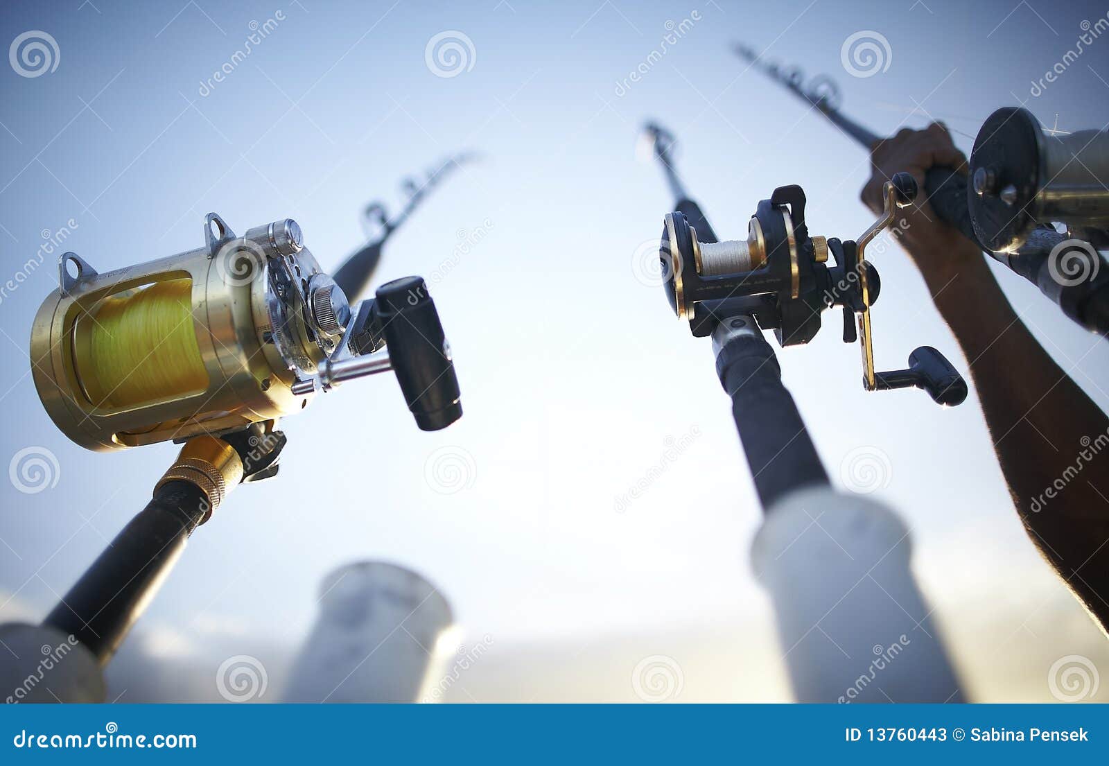 Fishing Rods Early in the Morning Stock Image - Image of bait