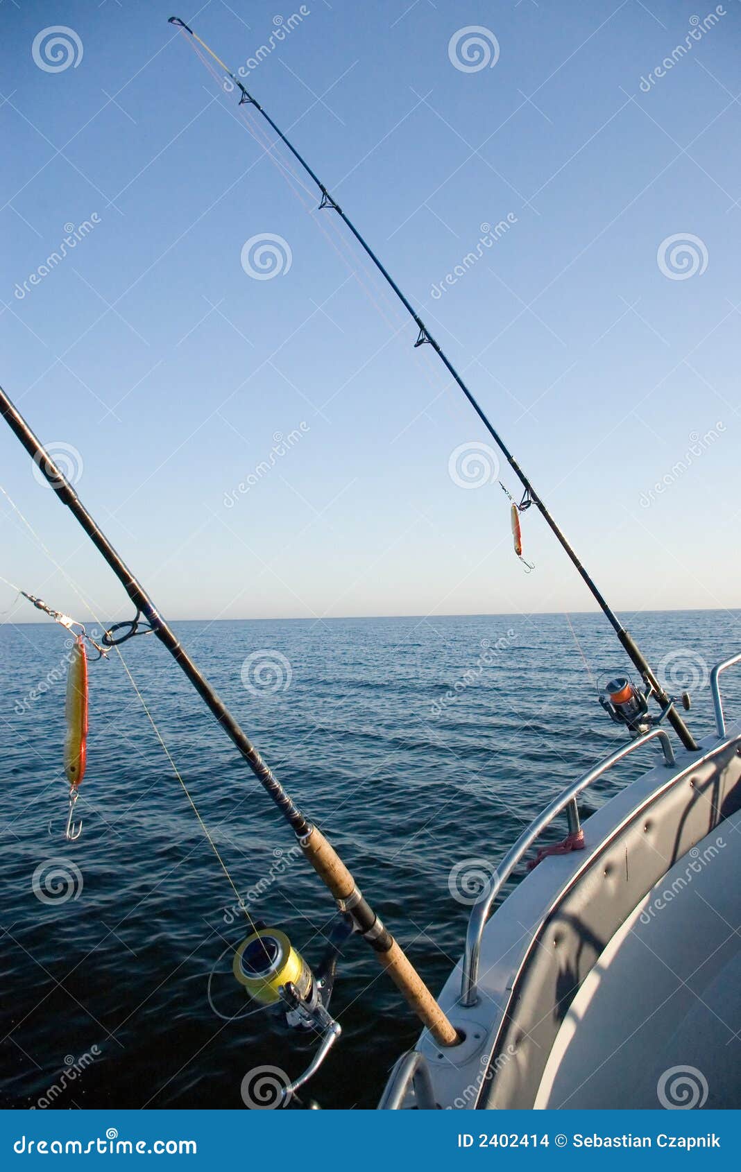 fishing rods at sea.