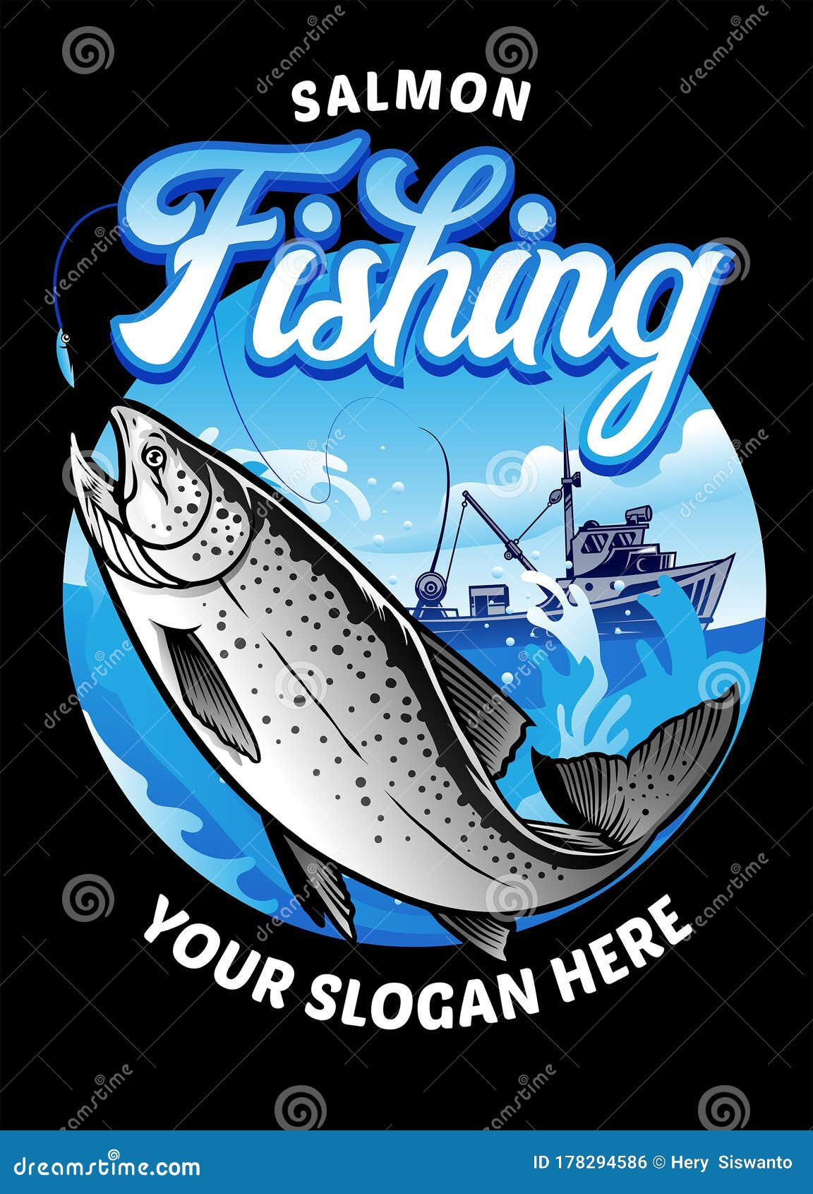 Fishing salmon design stock vector. Illustration of fresh - 178294586