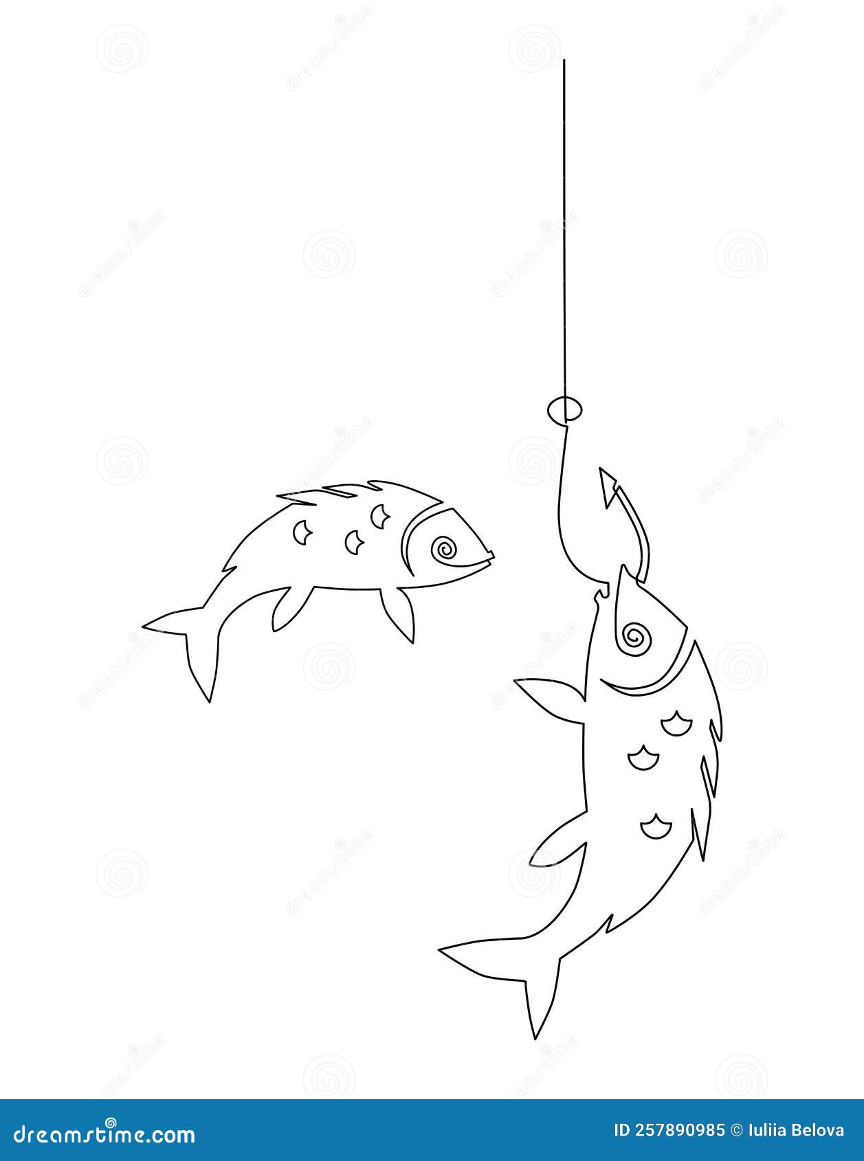 Fishing. Small Fish that Has Swallowed the Bait on the Hook. Catch