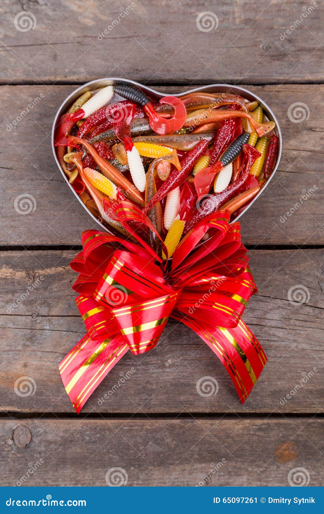 Fishing Softbaits in Gift Box for Valentines Day Stock Image - Image of  accessories, heart: 65097261