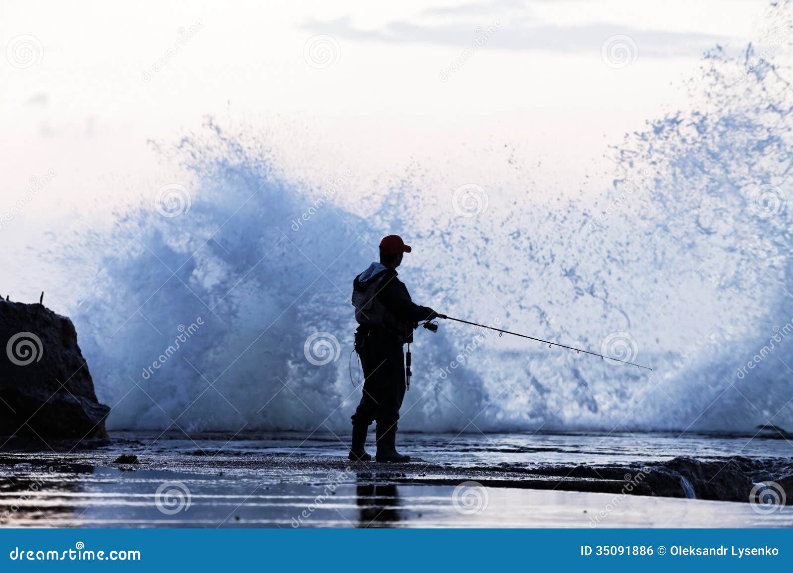 Fishing in a storm stock photo. Image of north, lake 35091886