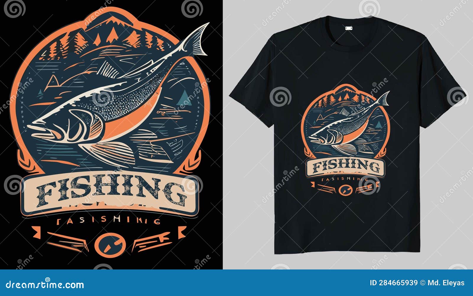 Fishing T-shirt Design Vector Illustration Template. Stock Vector