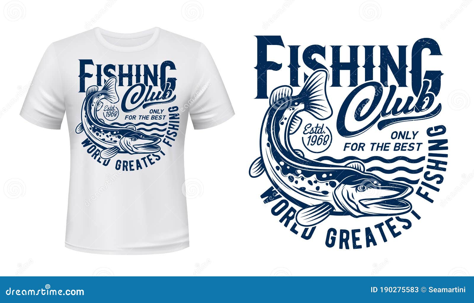 Download Fishing T-shirt Print Mockup, Pike Fish On Waves Stock ...