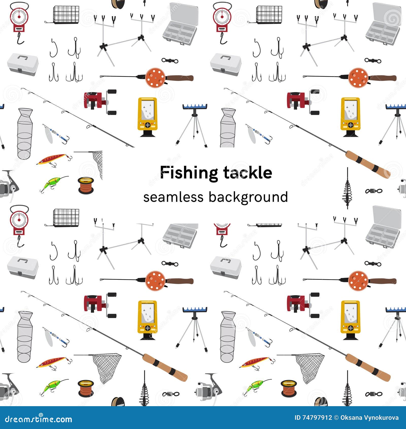 Fishing Tackle Seamless Vector Background Stock Vector