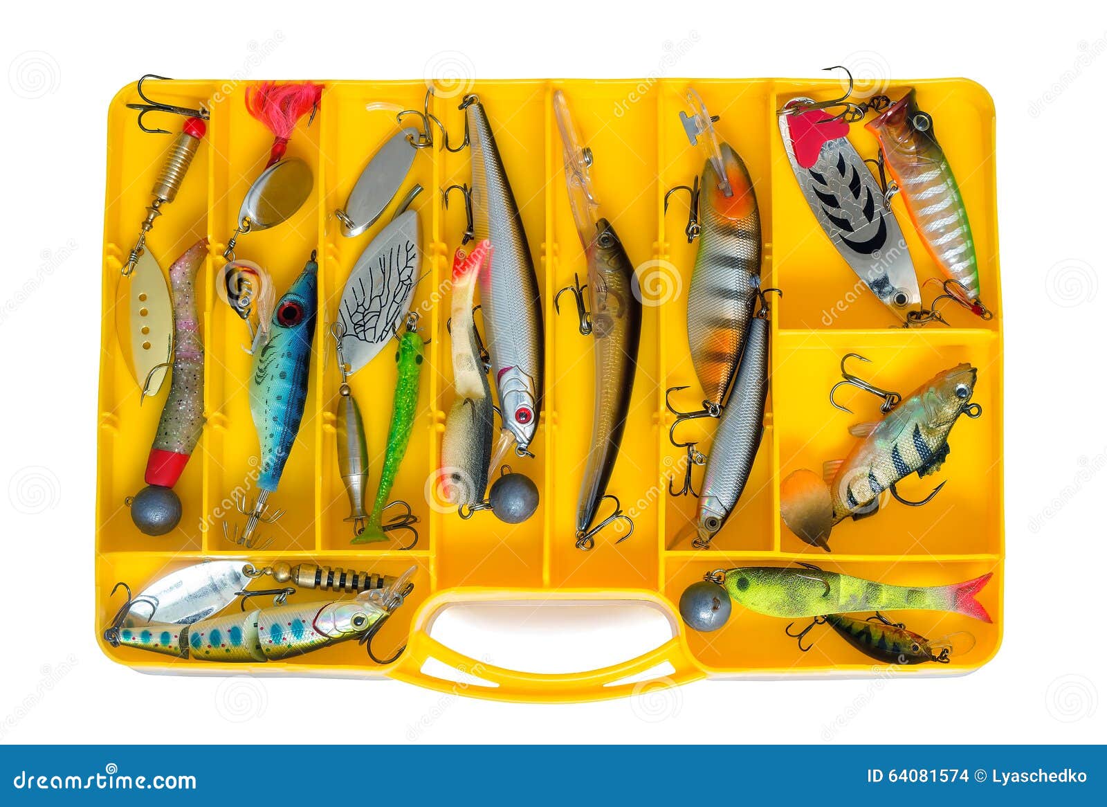 Fishing Tackle a Set of Spoons in the Container. Stock Photo Image