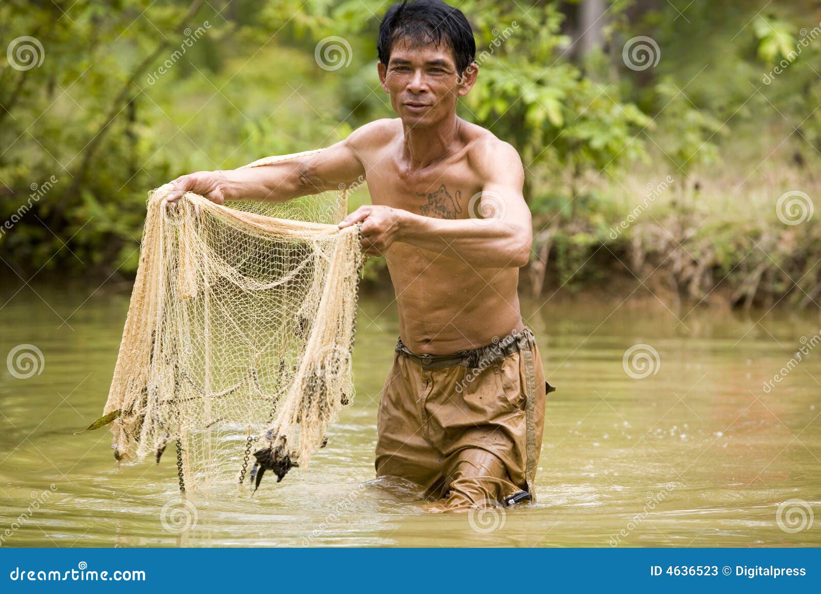 Fishing with a throw net stock image. Image of throw, thailand - 4636523