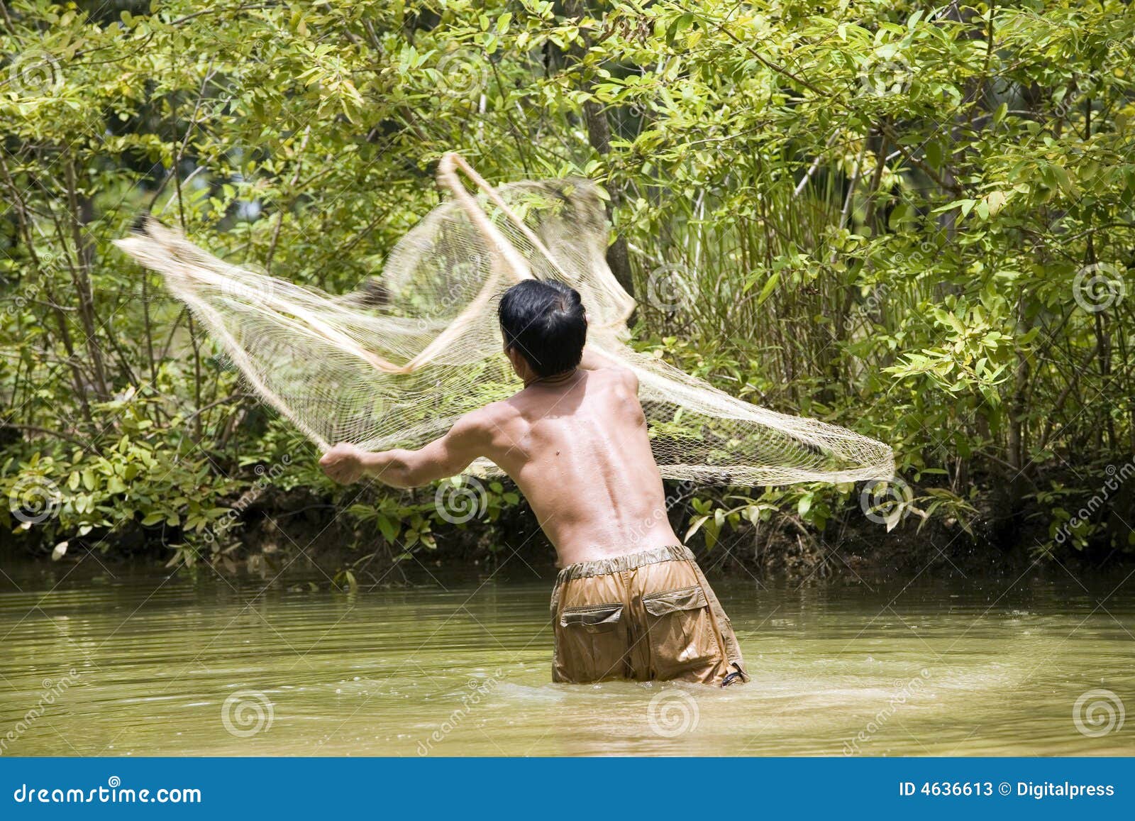 Fishing with a throw net stock image. Image of culture - 4636613