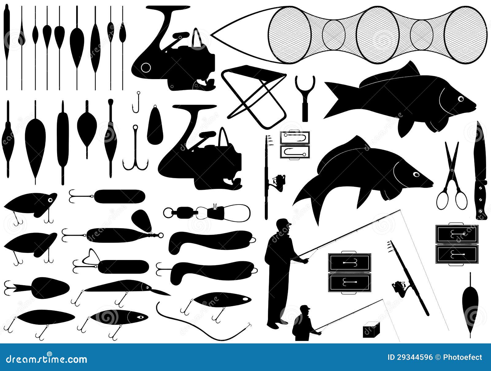 Fishing tools stock vector. Illustration of lure, people - 29344596