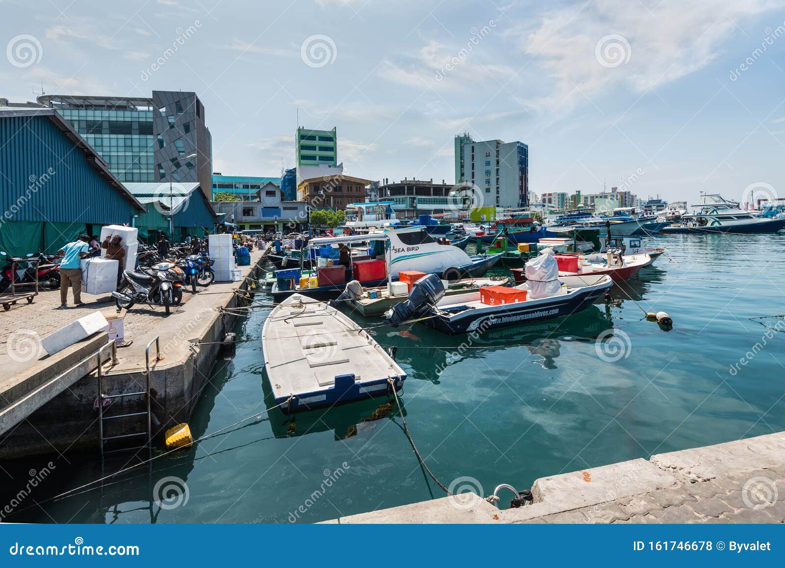 Fishing And Transport Boats Near Fresh Fish Market In Male ...