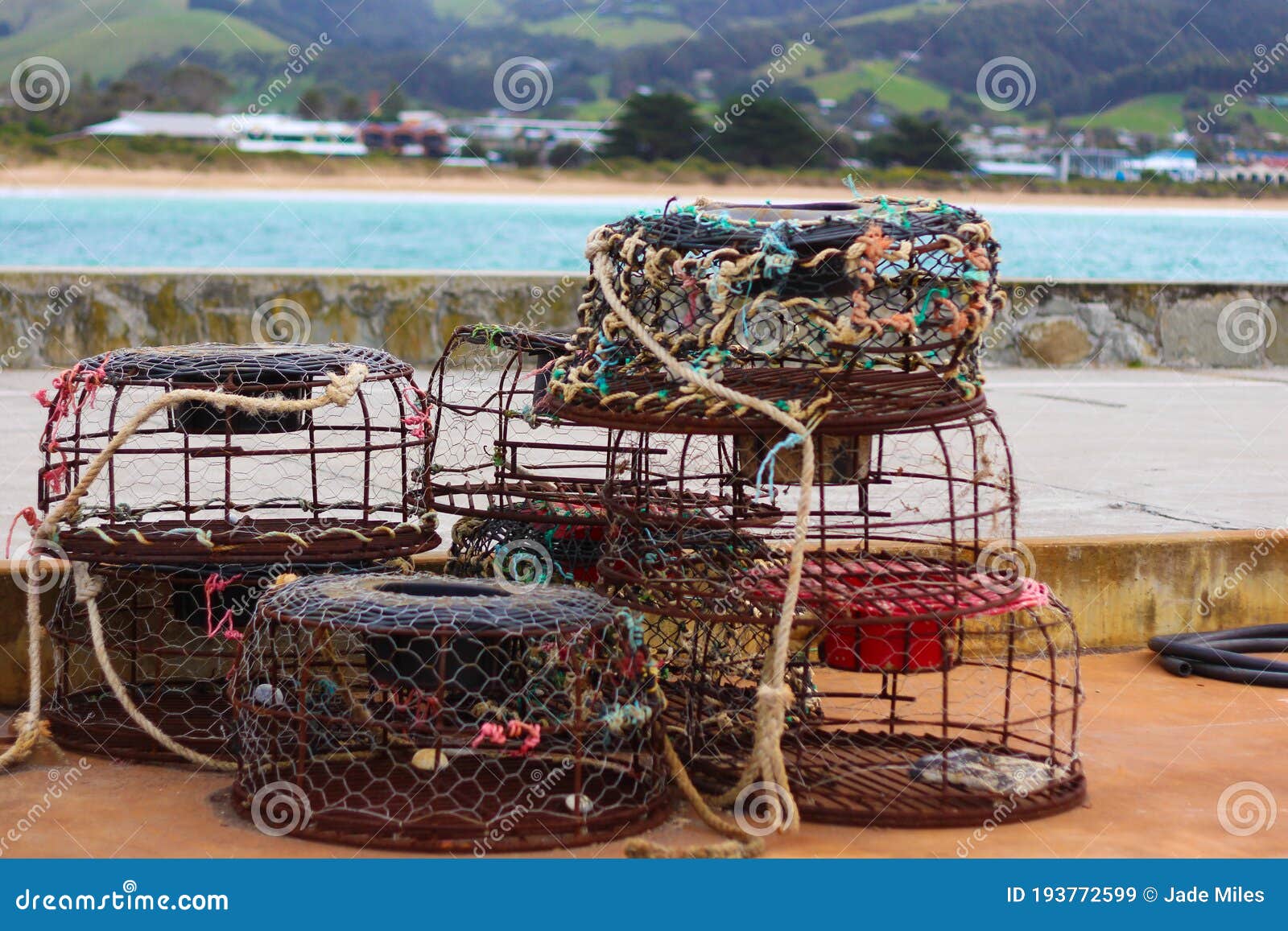 Fishing Traps on a Beach Pier in Australia Stock Image Image of