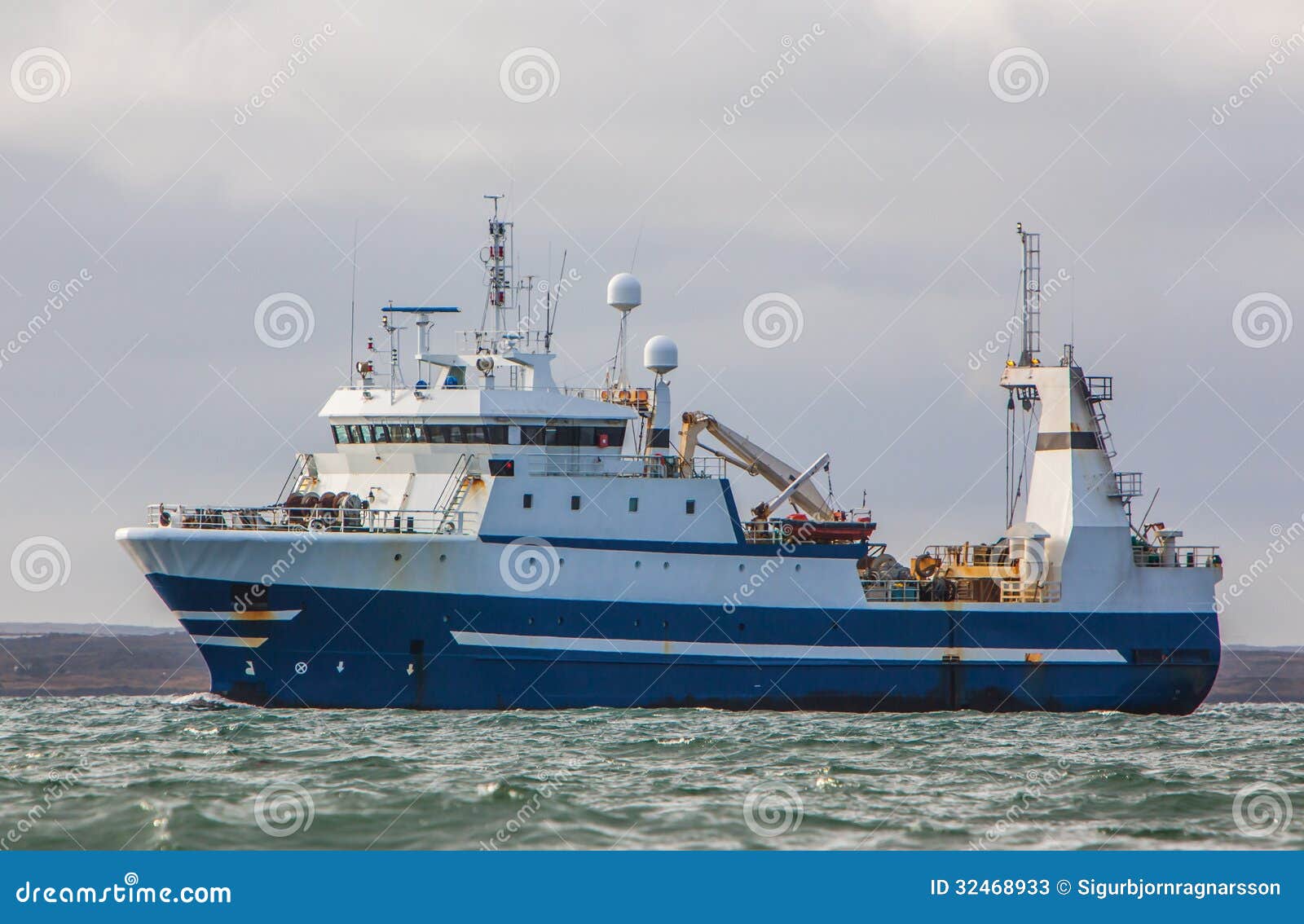 Fishing trawler stock image. Image of ship, white, clouds ...