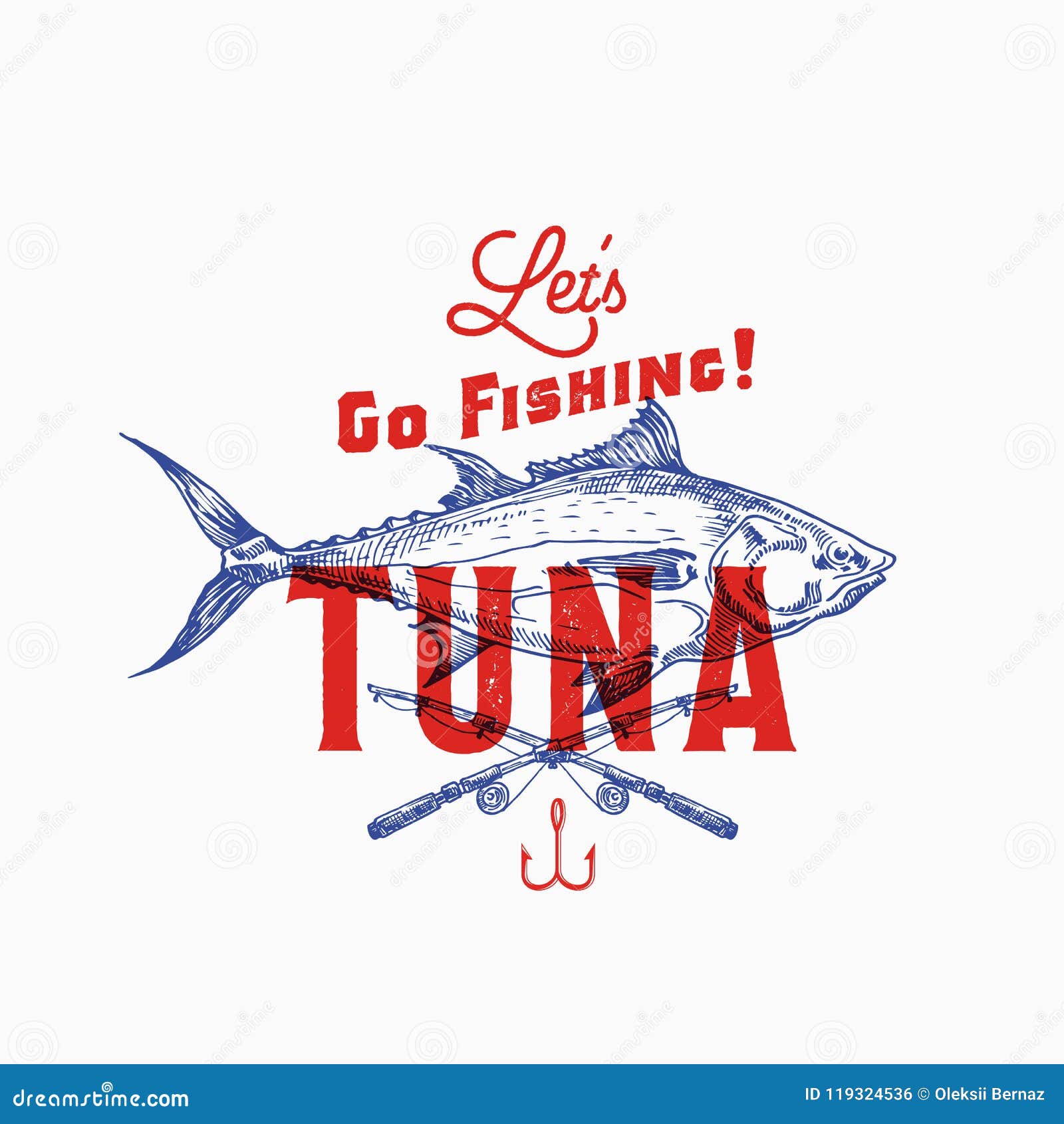 Fishing Tuna. Abstract Vector Sign, Symbol or Logo Template Stock